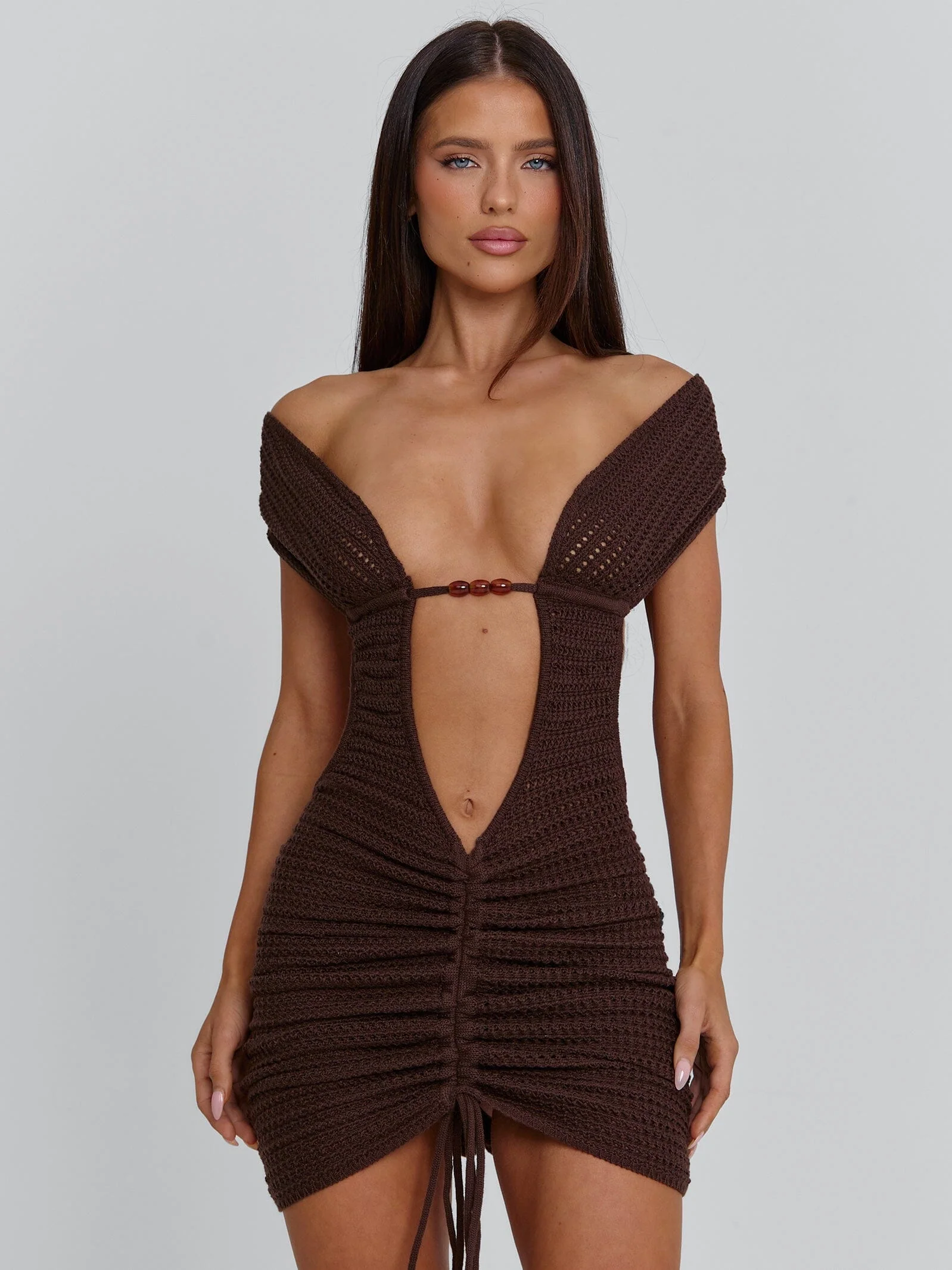 ALIA MINI DRESS CHOCOLATE - Image 4