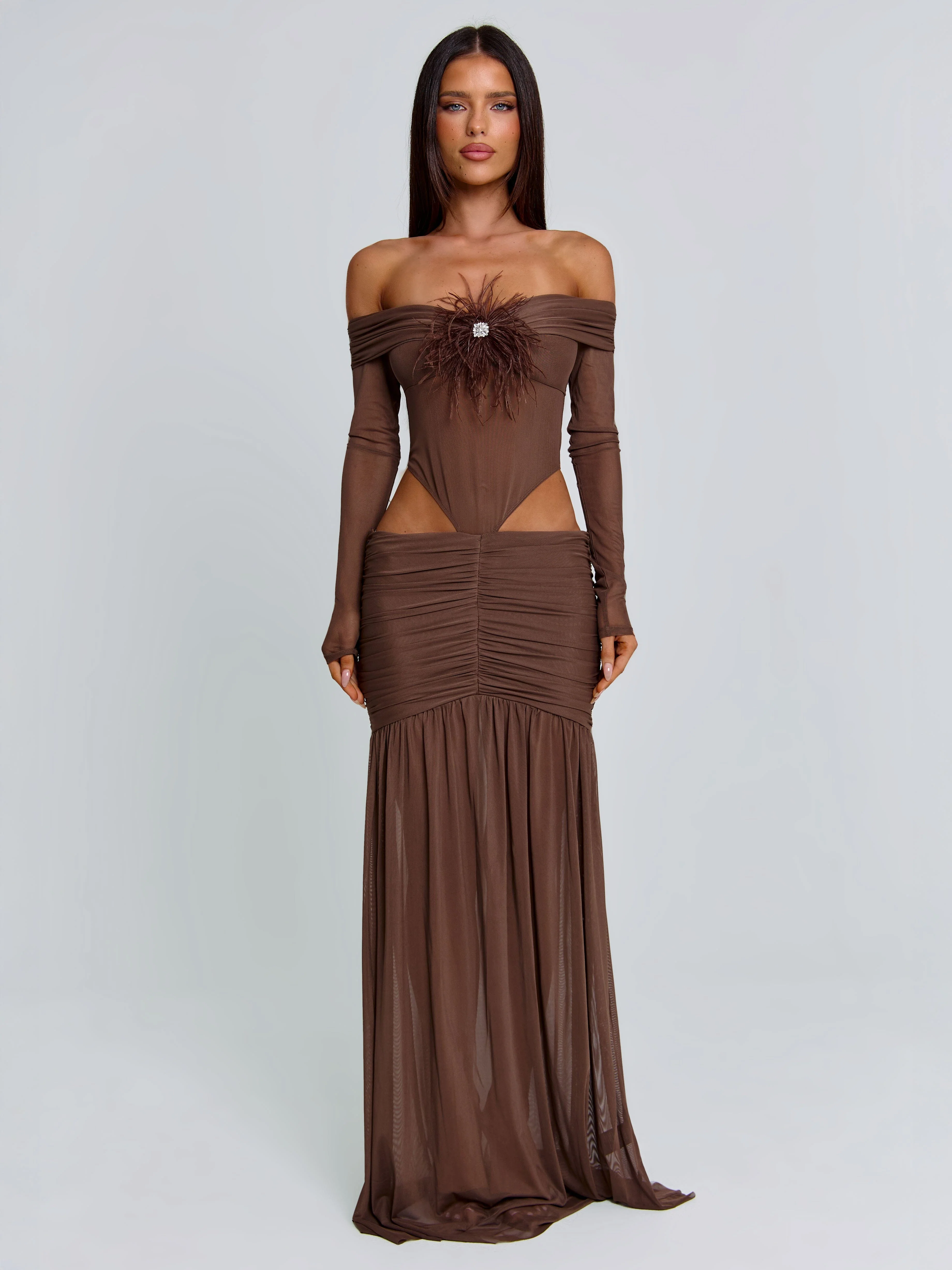 ANGELAE MAXI DRESS CHOCOLATE BROWN - Image 4