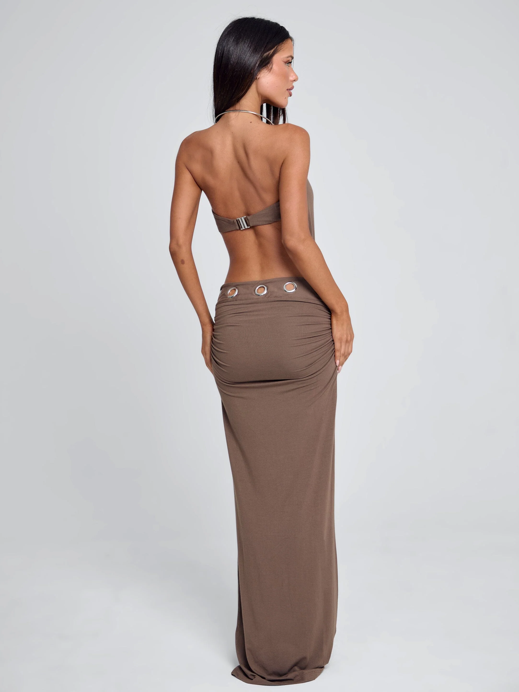 BELLINA MAXI DRESS BROWN - Image 8