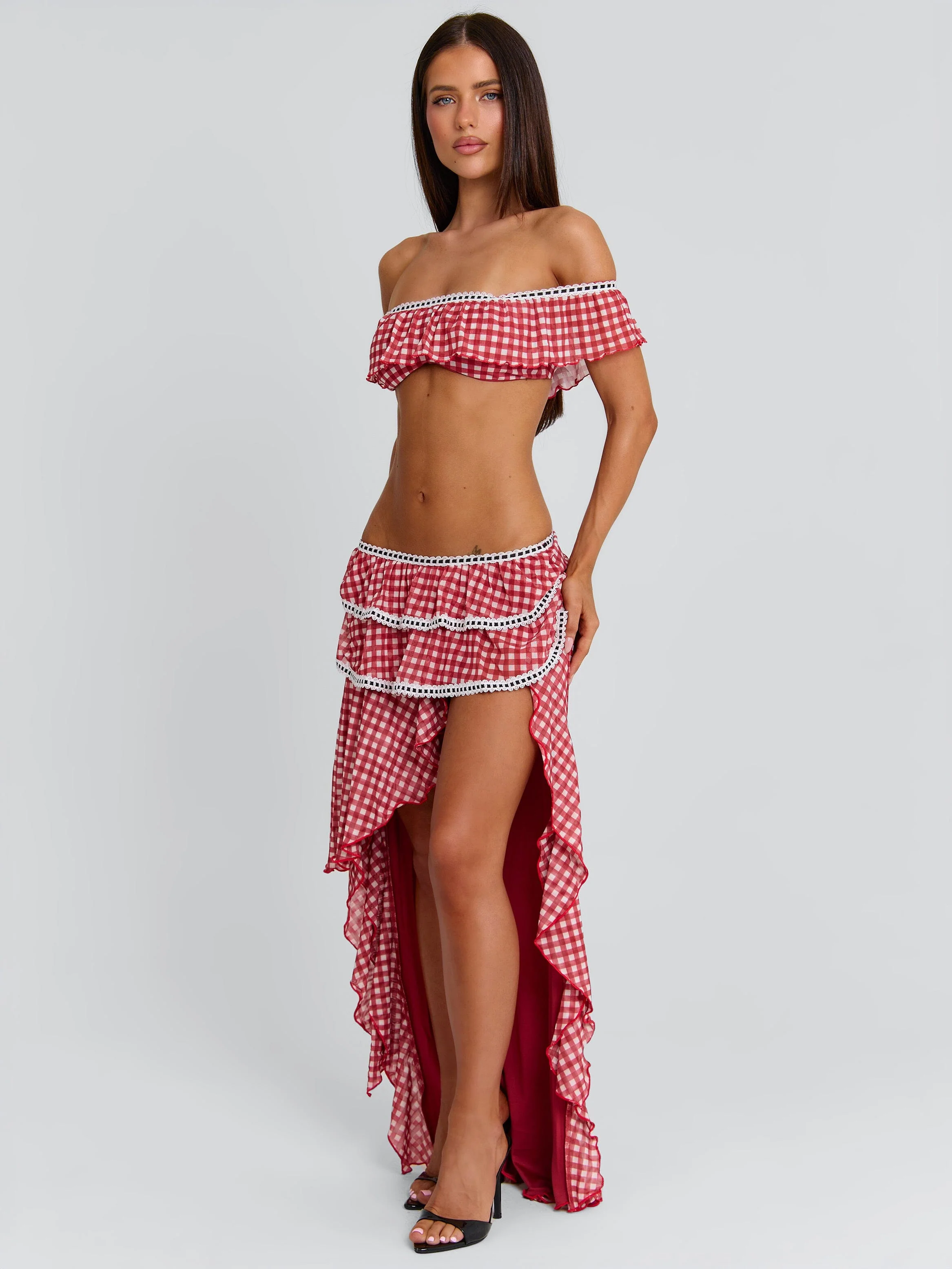 BETTY MAXI SKIRT RED GINGHAM - Image 7