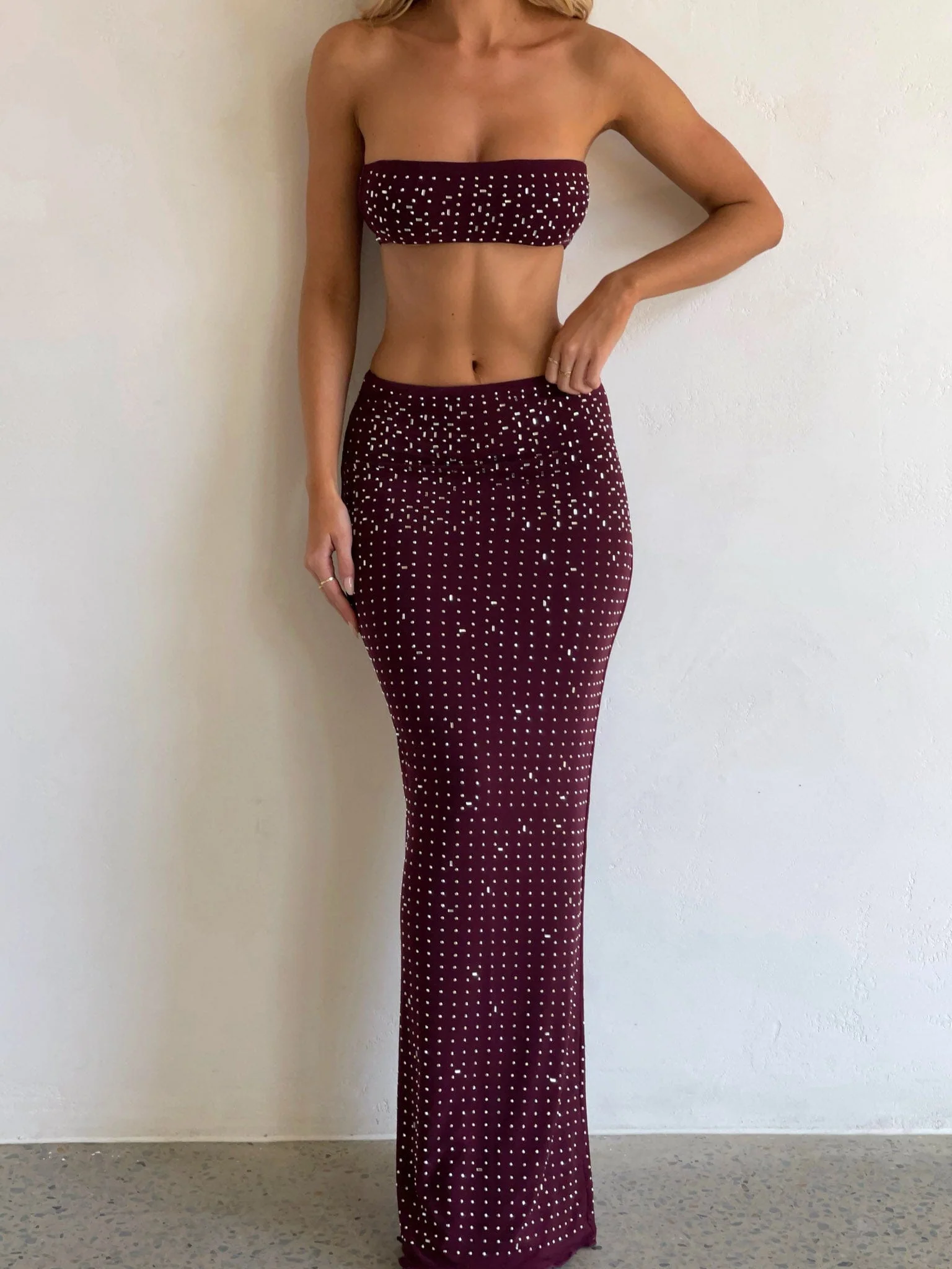 CHARLENE MAXI SKIRT WINE - Image 7