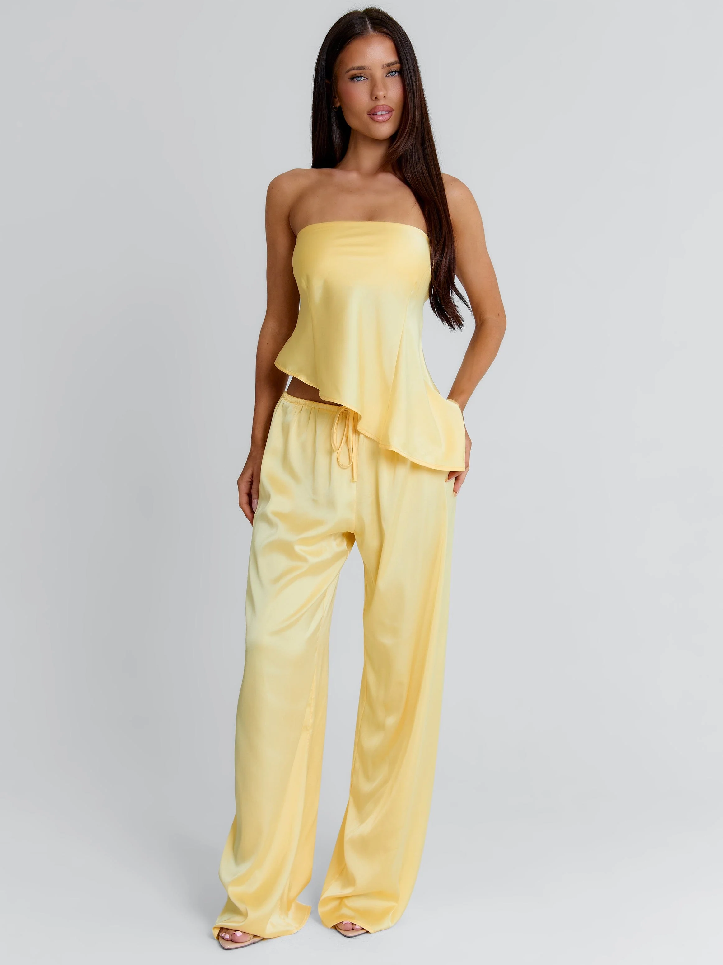 CLOVELLY SATIN PANTS YELLOW - Image 2