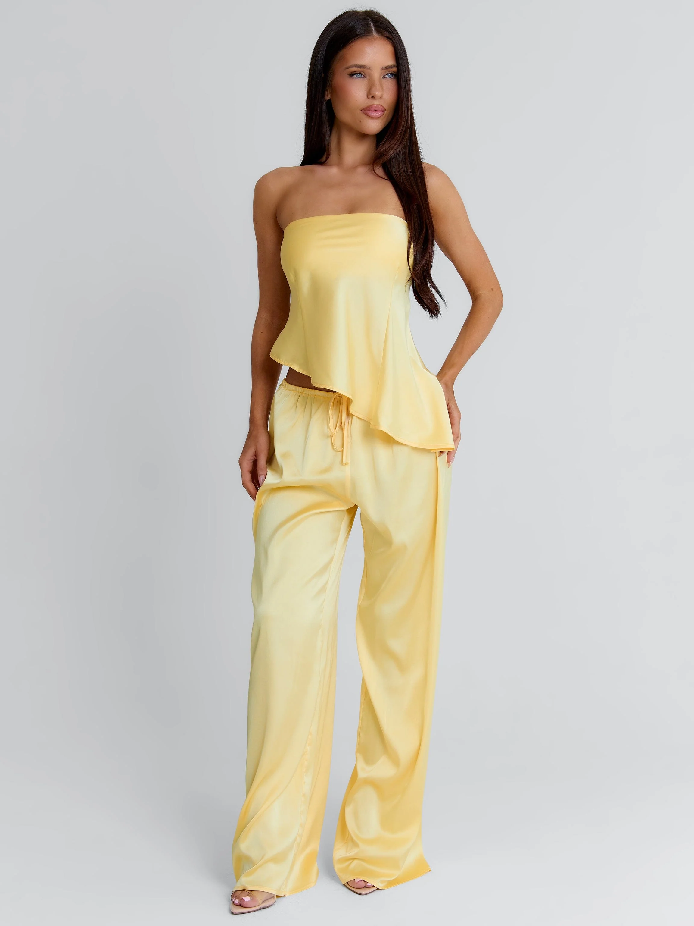 CLOVELLY SATIN PANTS YELLOW - Image 5