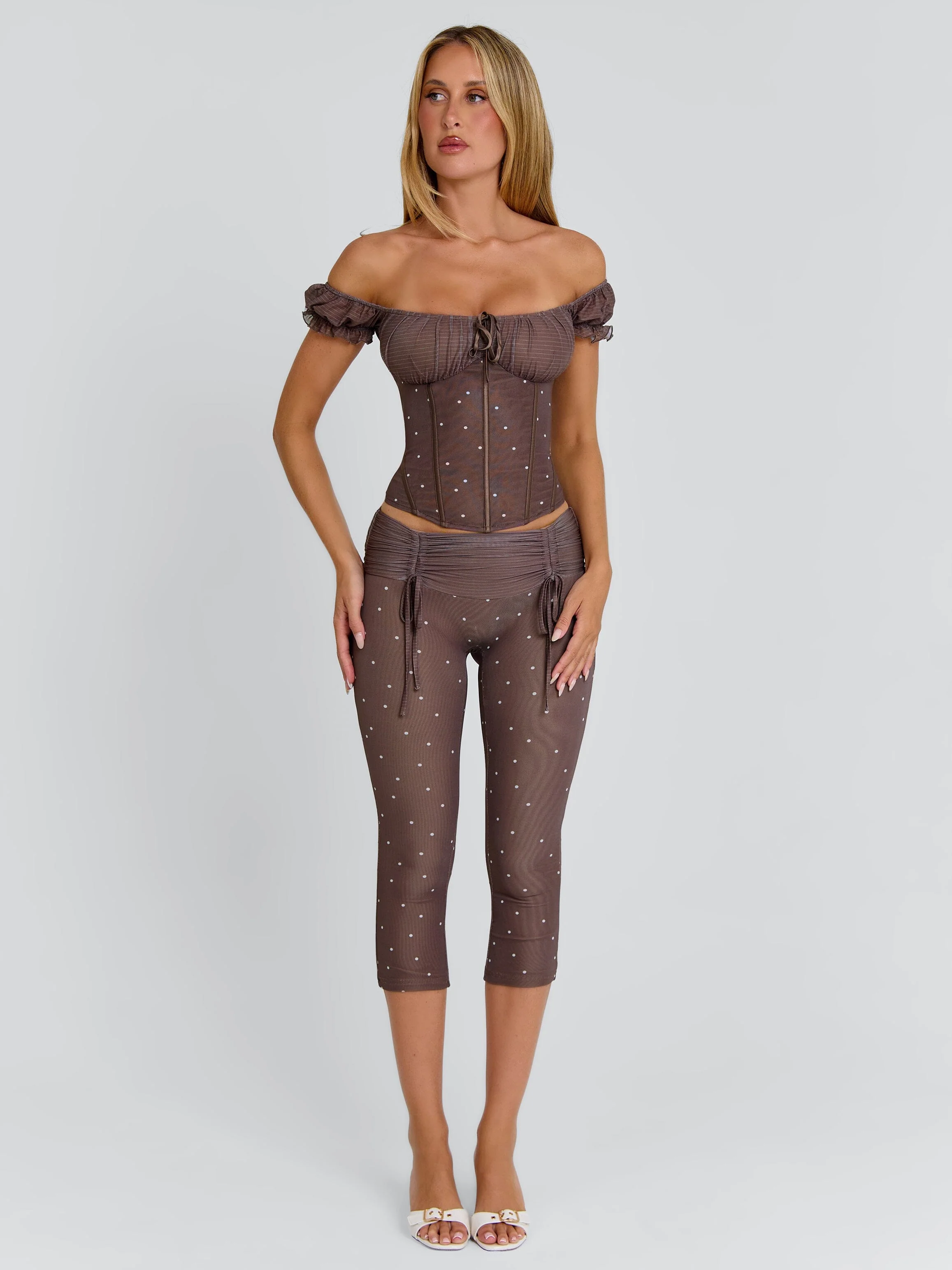 CORALA CORSET TOP CHOCOLATE POLKA DOT - Image 5