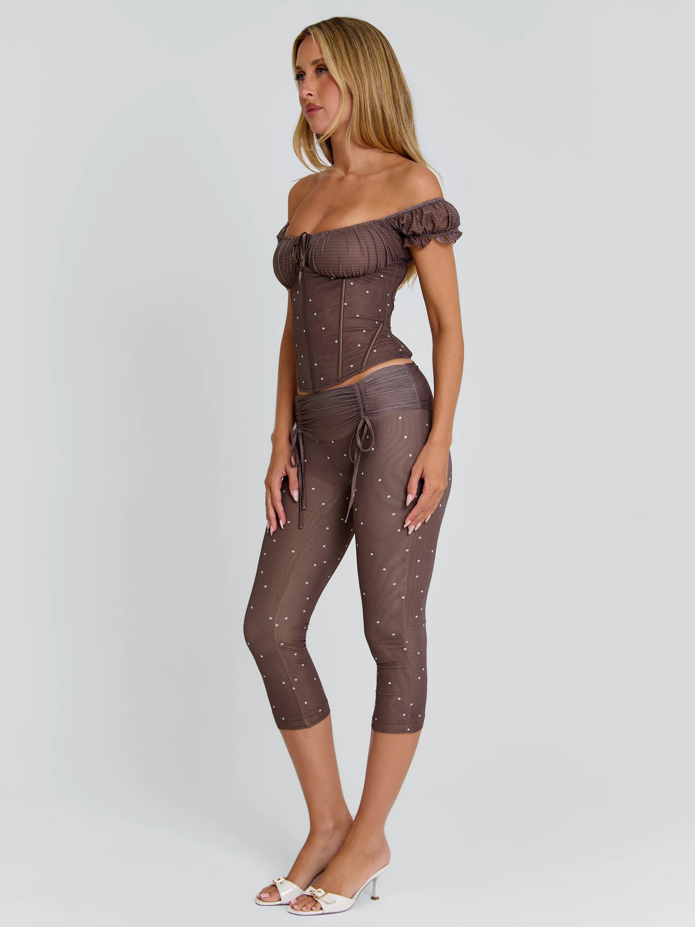 CORALA CORSET TOP CHOCOLATE POLKA DOT - Image 6