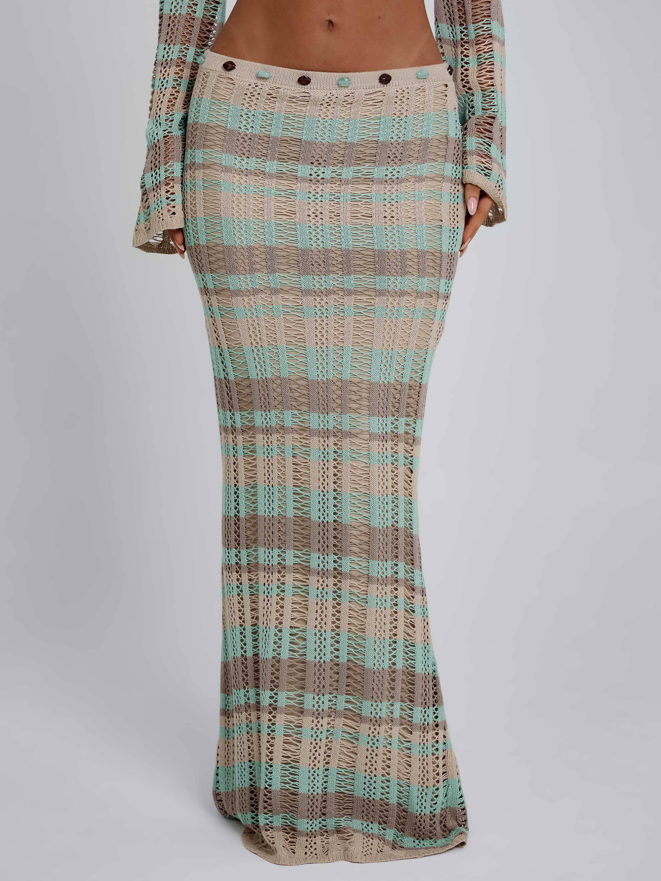 DUNE MAXI SKIRT GREEN STRIPE - Image 7