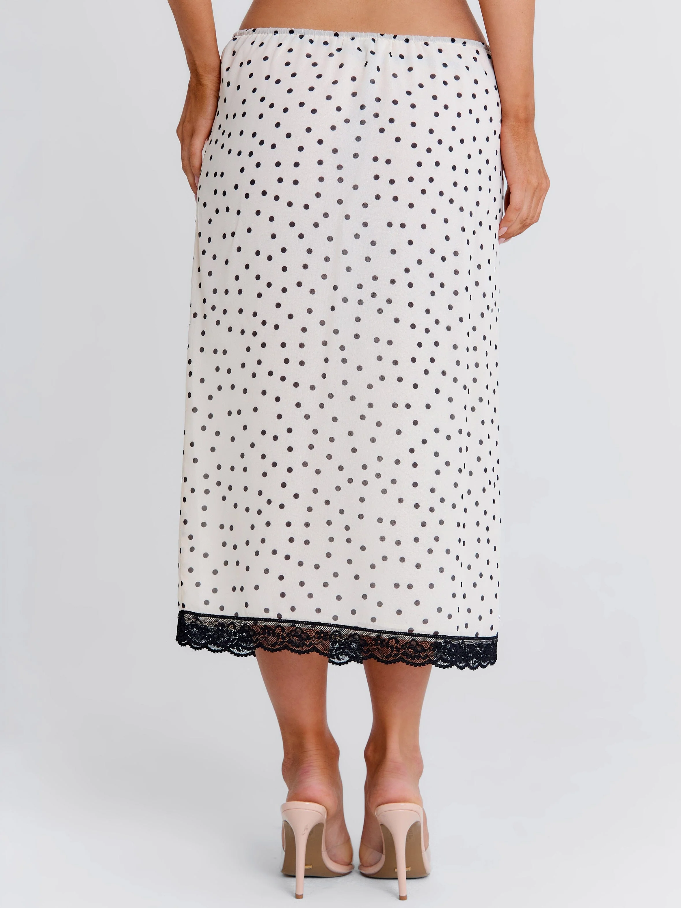 ELAINA MIDI SKIRT CREAM POLKA DOT - Image 5