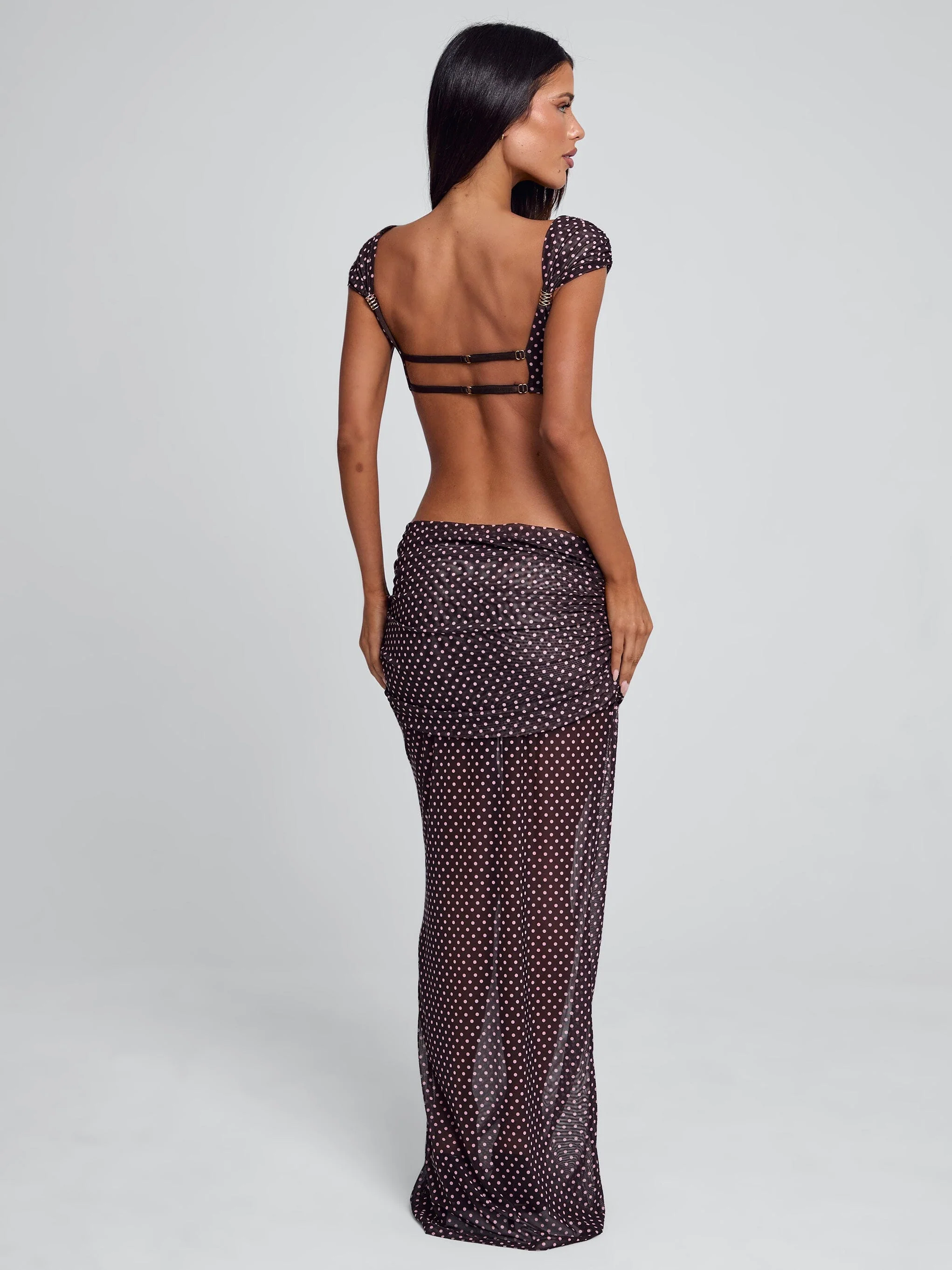 EULALIE MAXI DRESS BROWN POLKA DOT - Image 3