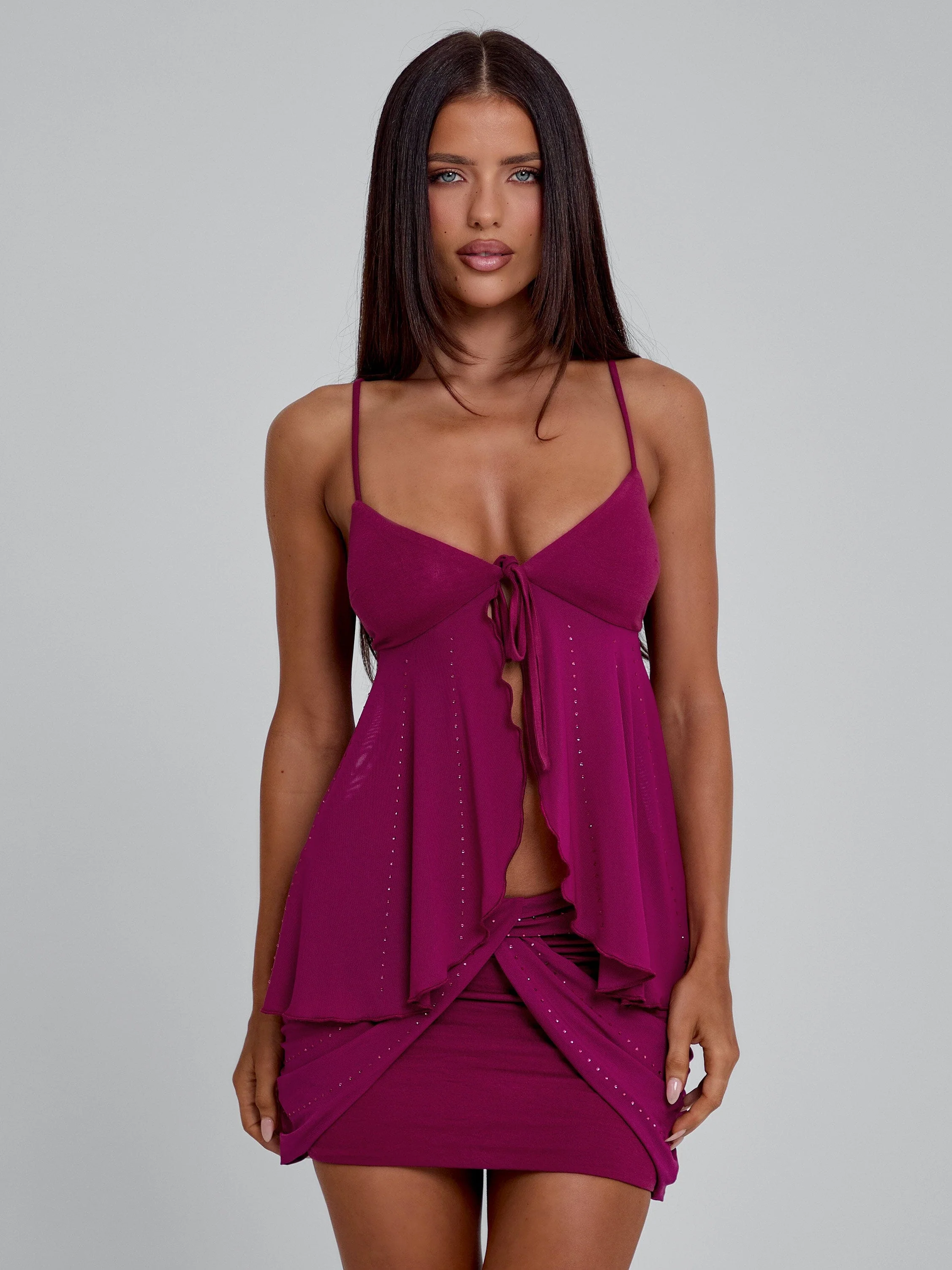 GEORGINA MINI SKIRT PLUM - Image 7