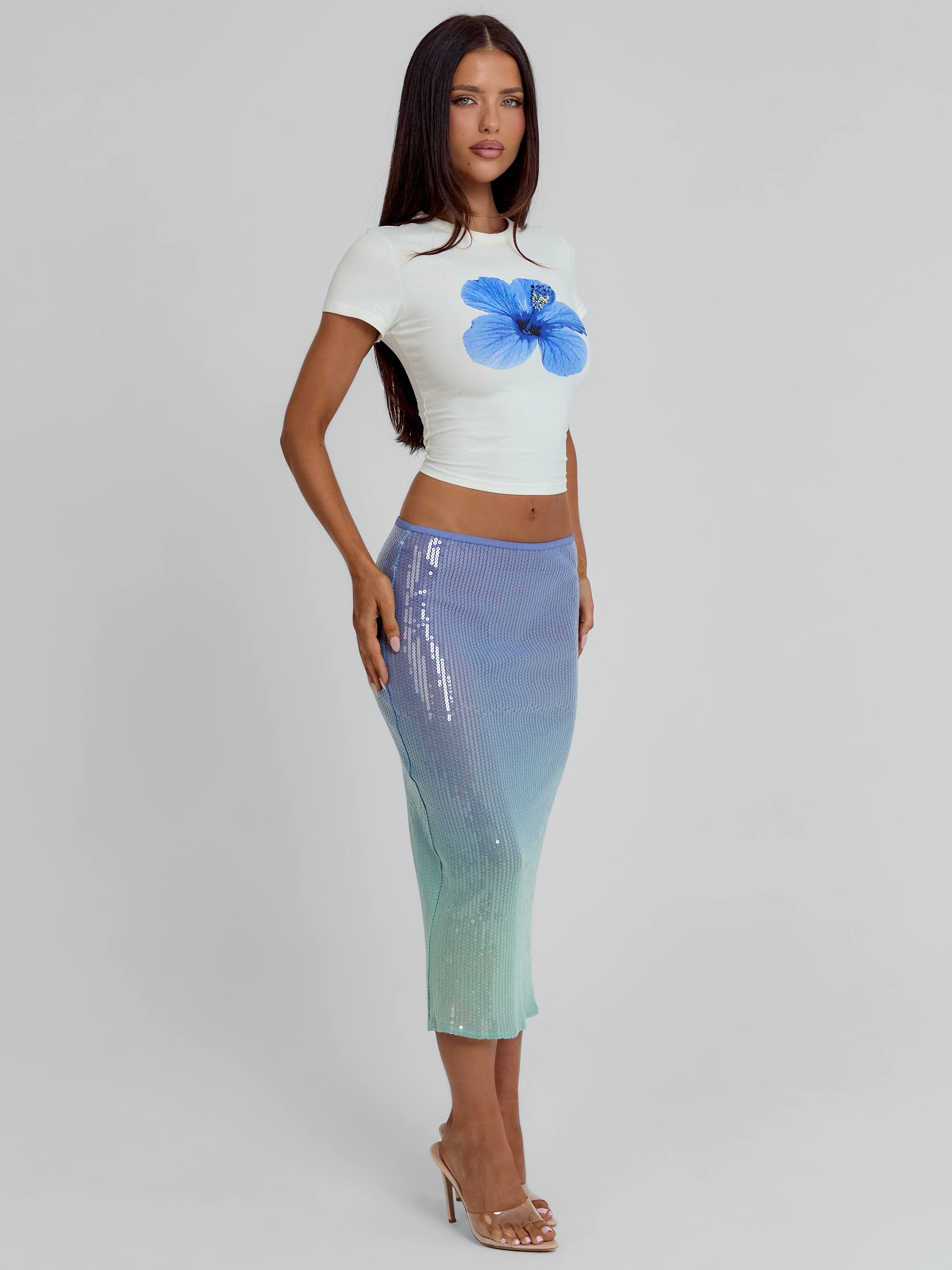 GINGER MIDI SKIRT BLUE - Image 4