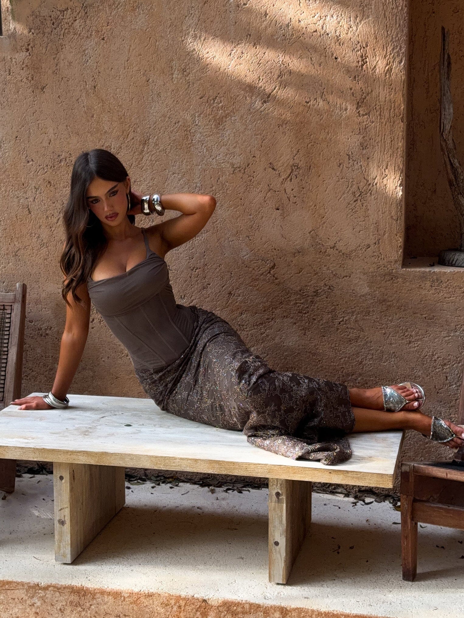 HADLAI MAXI DRESS BROWN - Image 2