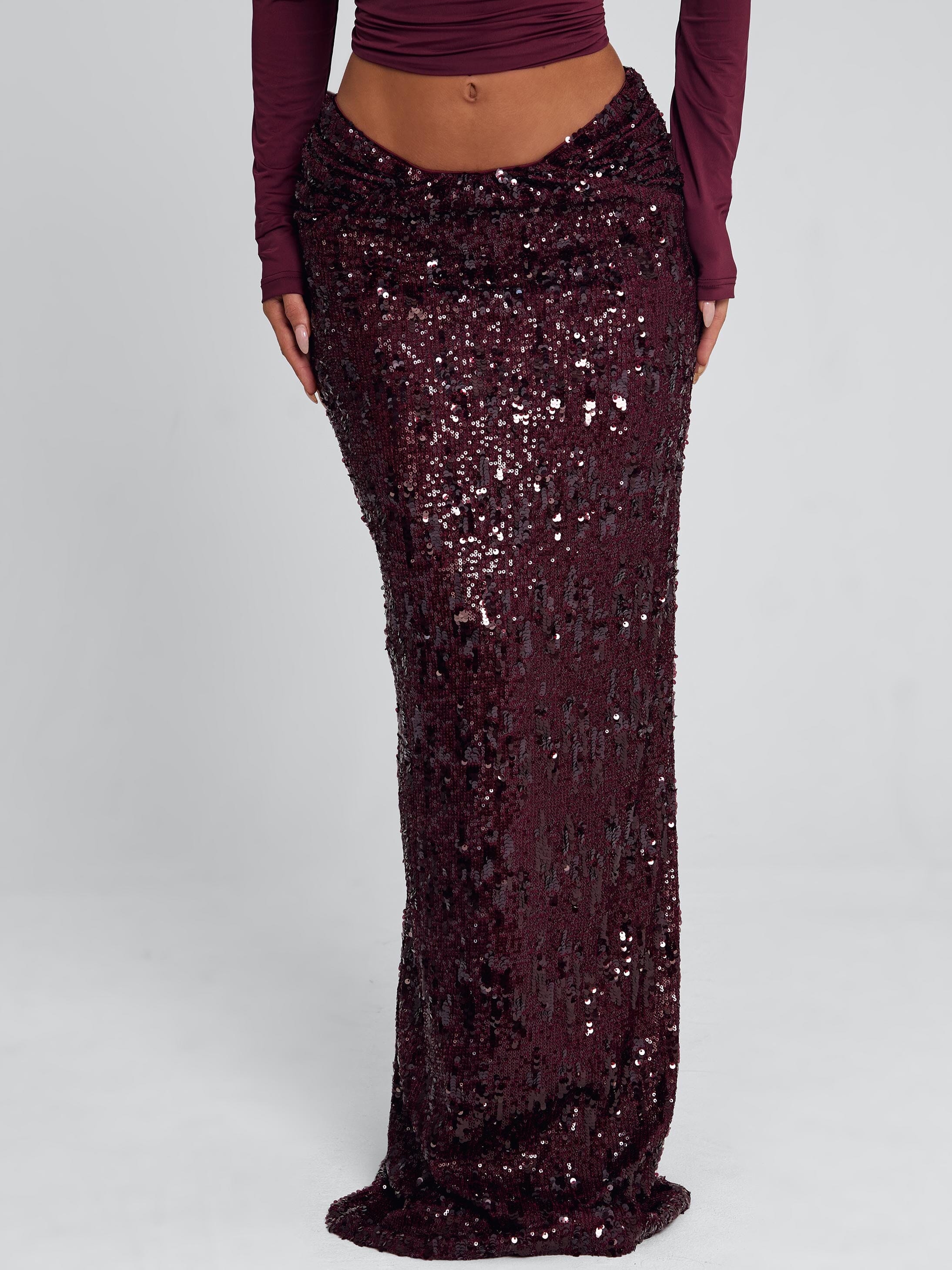 ISLE MAXI SKIRT BURGUNDY - Image 2