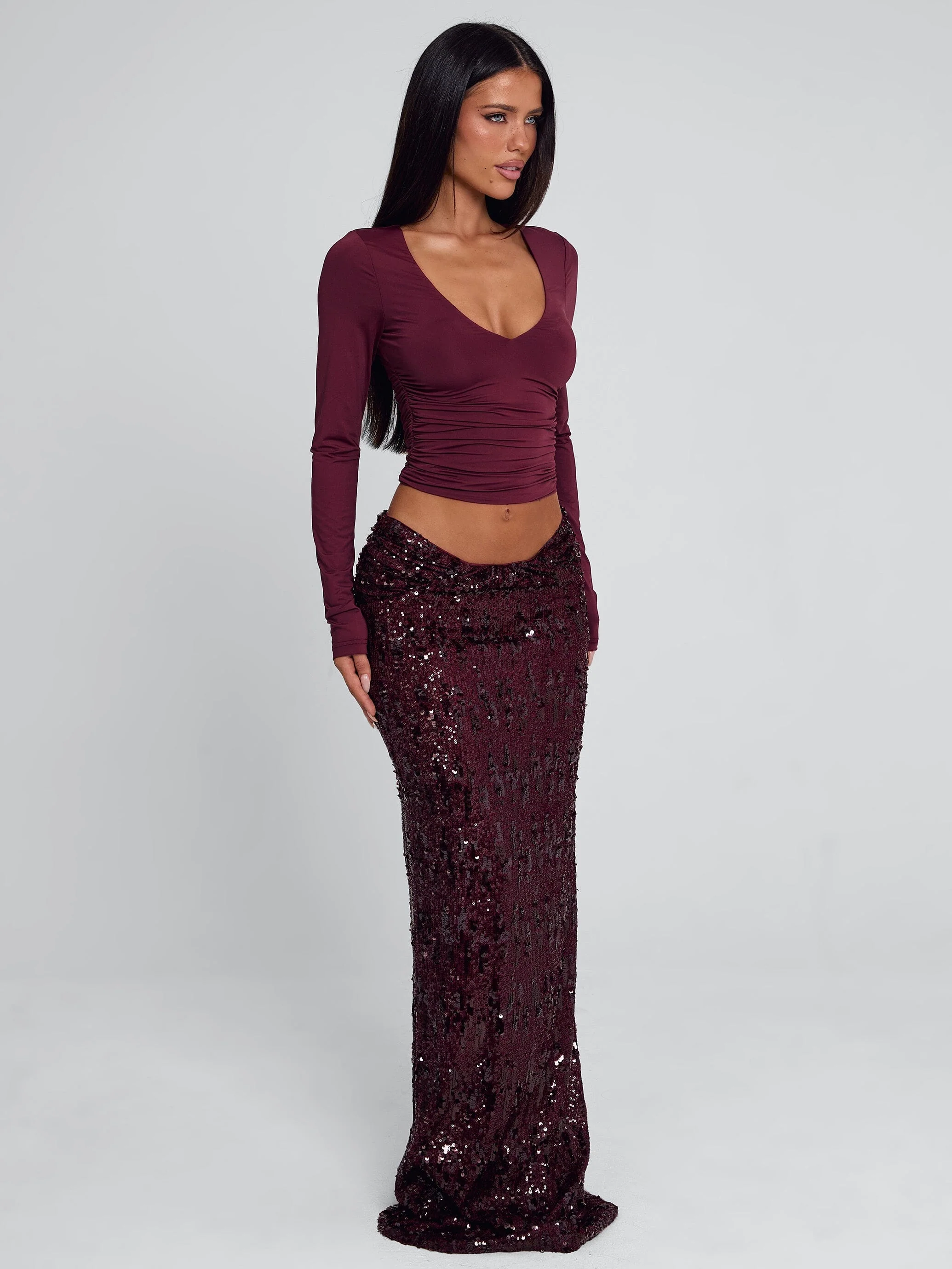 ISLE MAXI SKIRT BURGUNDY - Image 3