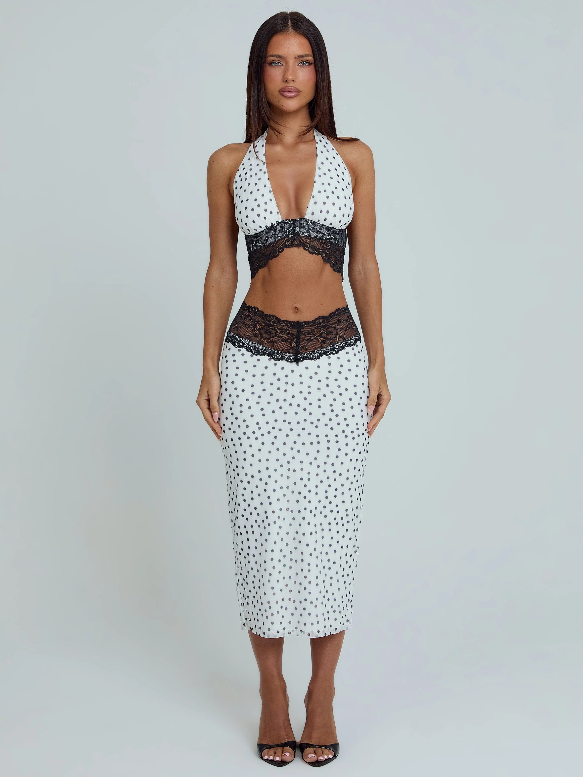 JAZARA MIDI SKIRT BLACK POLKA DOT - Image 2