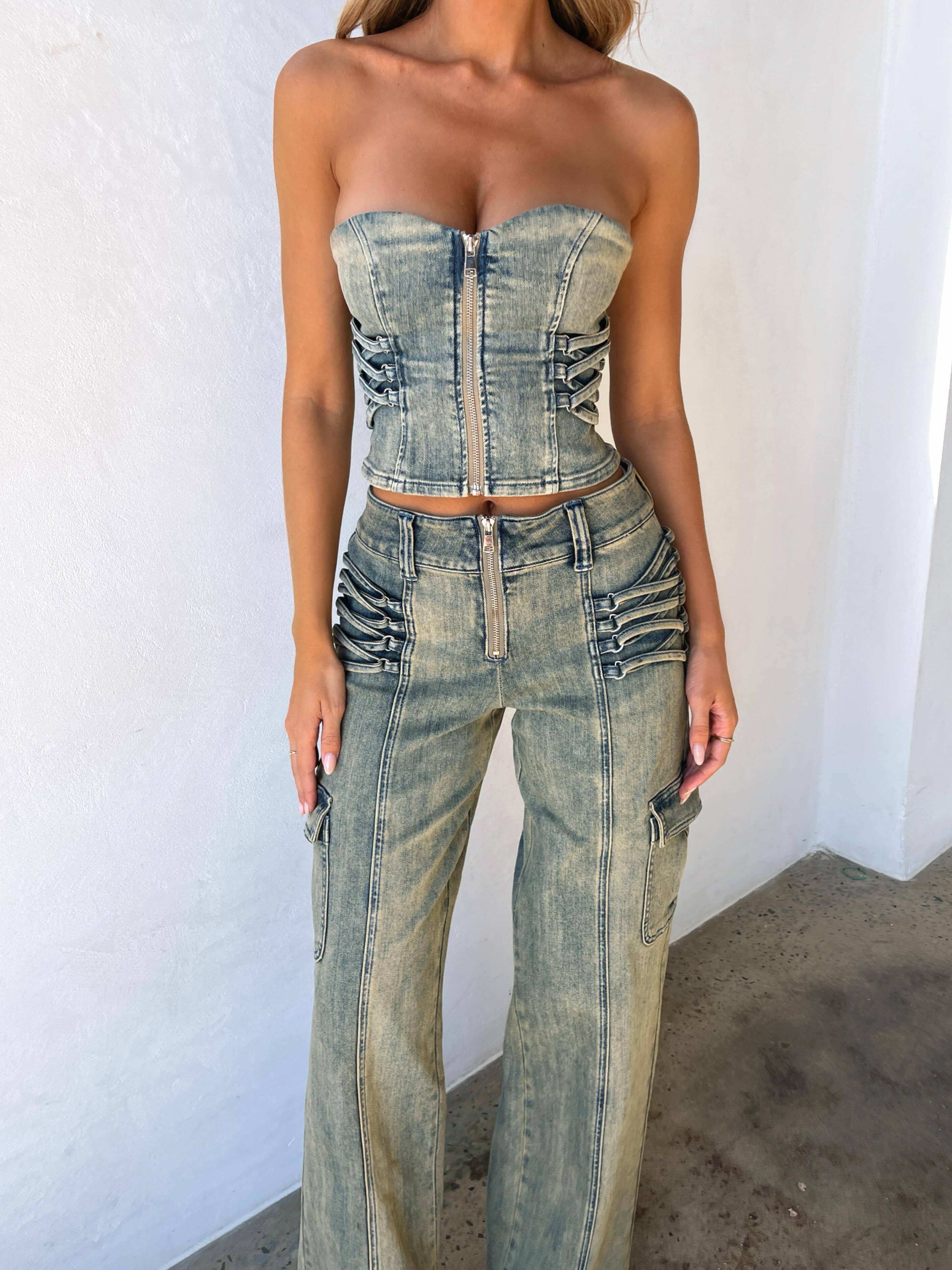 JOELLE CORSET TOP DENIM - Image 3