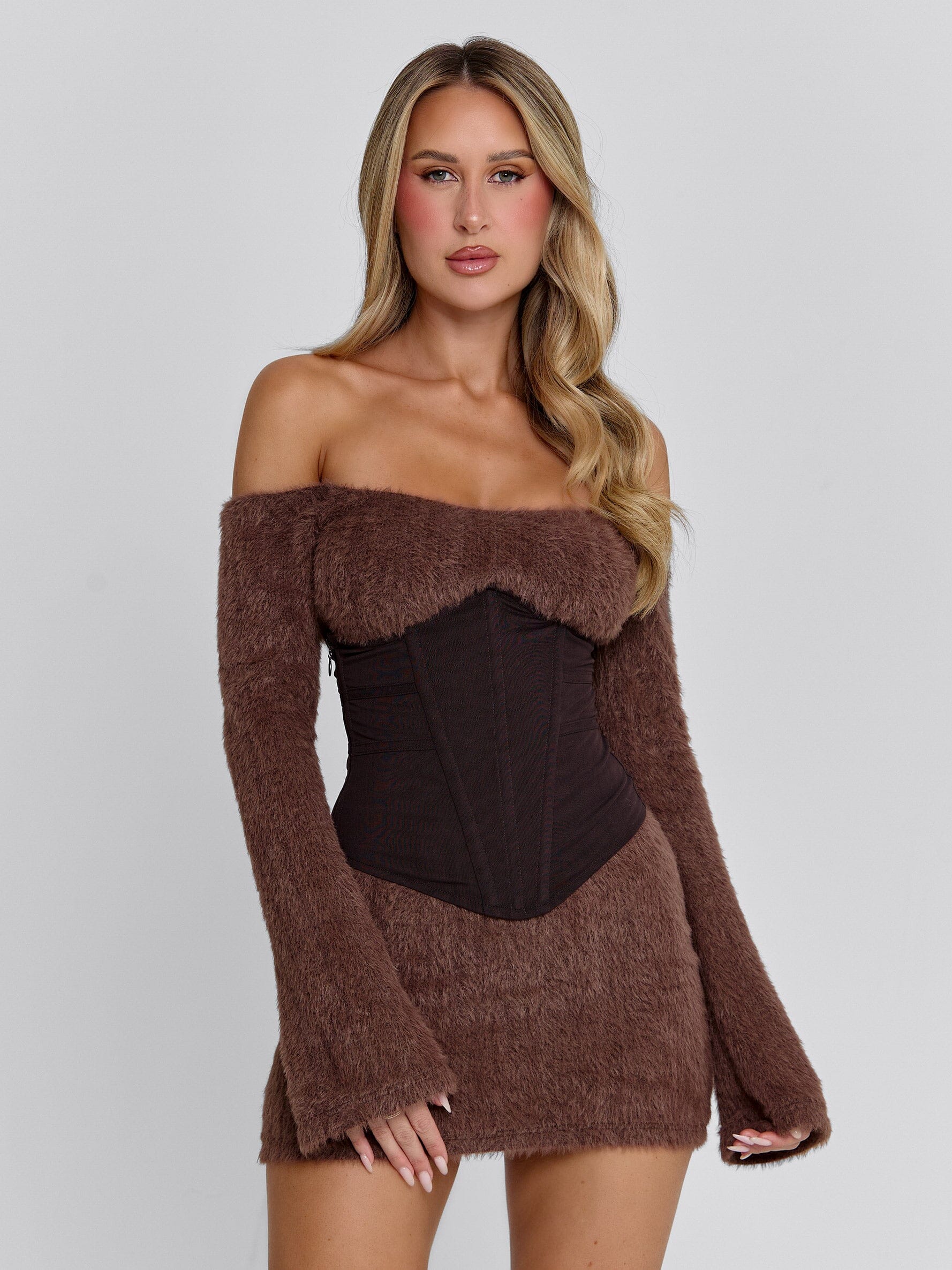 JUNO MINI DRESS BROWN - Image 2