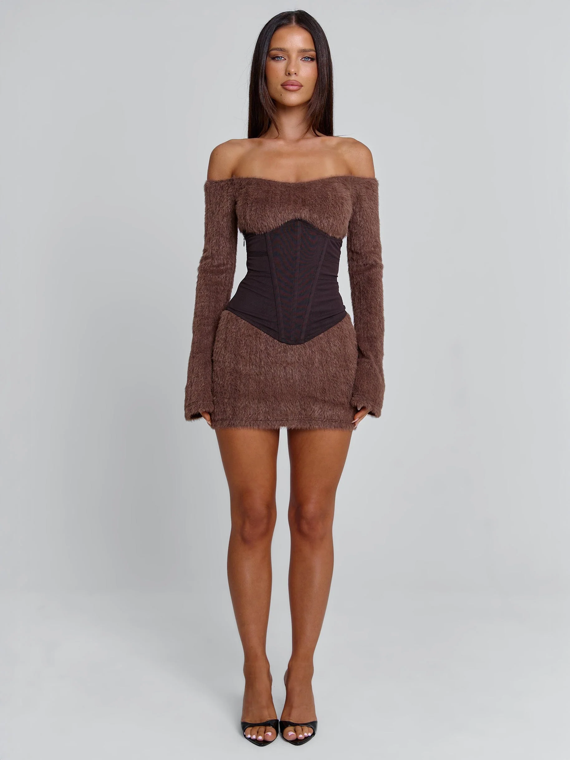 JUNO MINI DRESS BROWN - Image 7