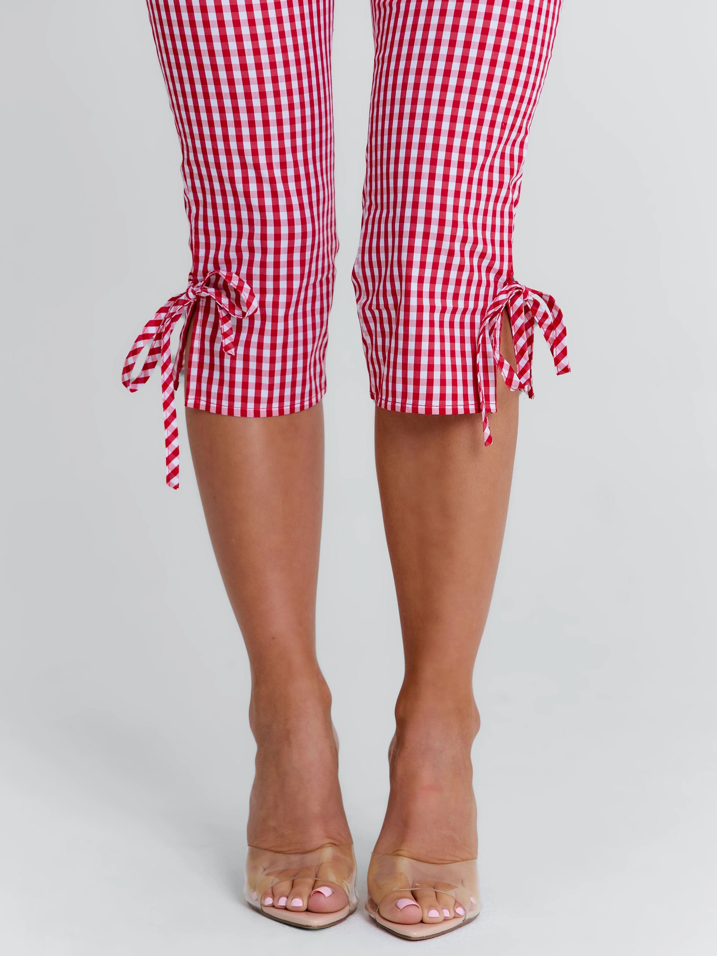 LENNIX CAPRI PANT RED GINGHAM - Image 5