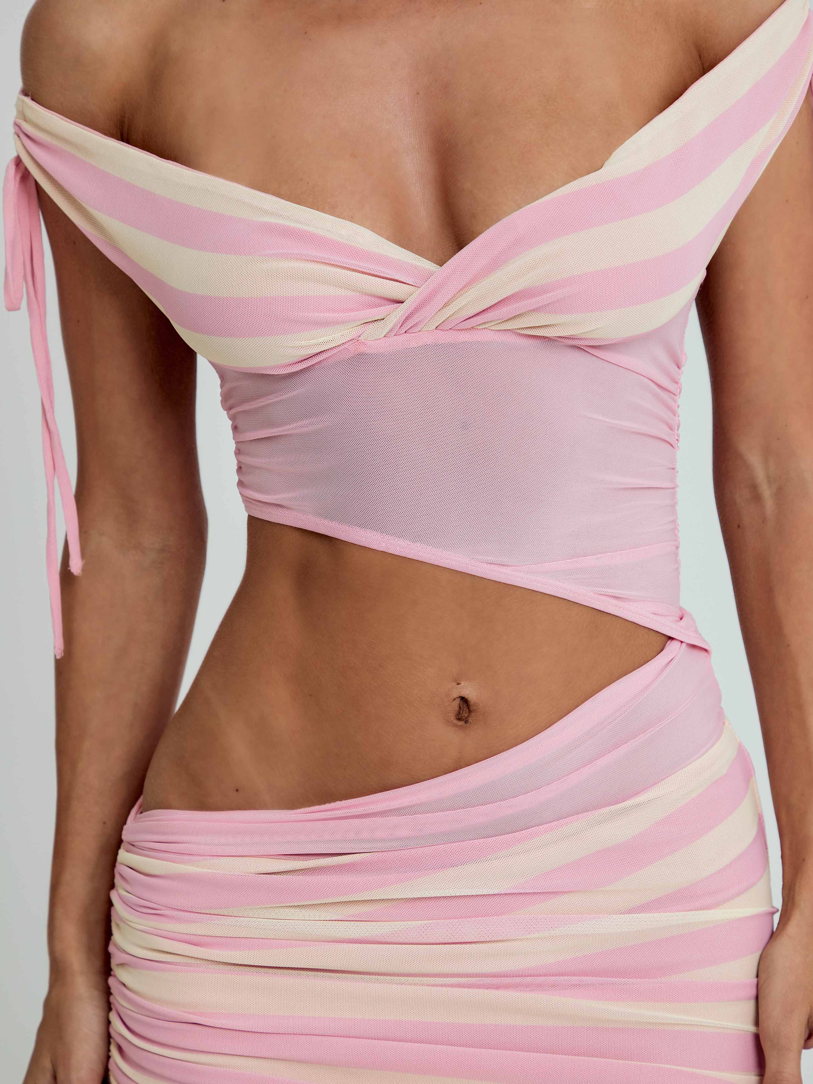 LEONA MINI DRESS PINK STRIPE - Image 7