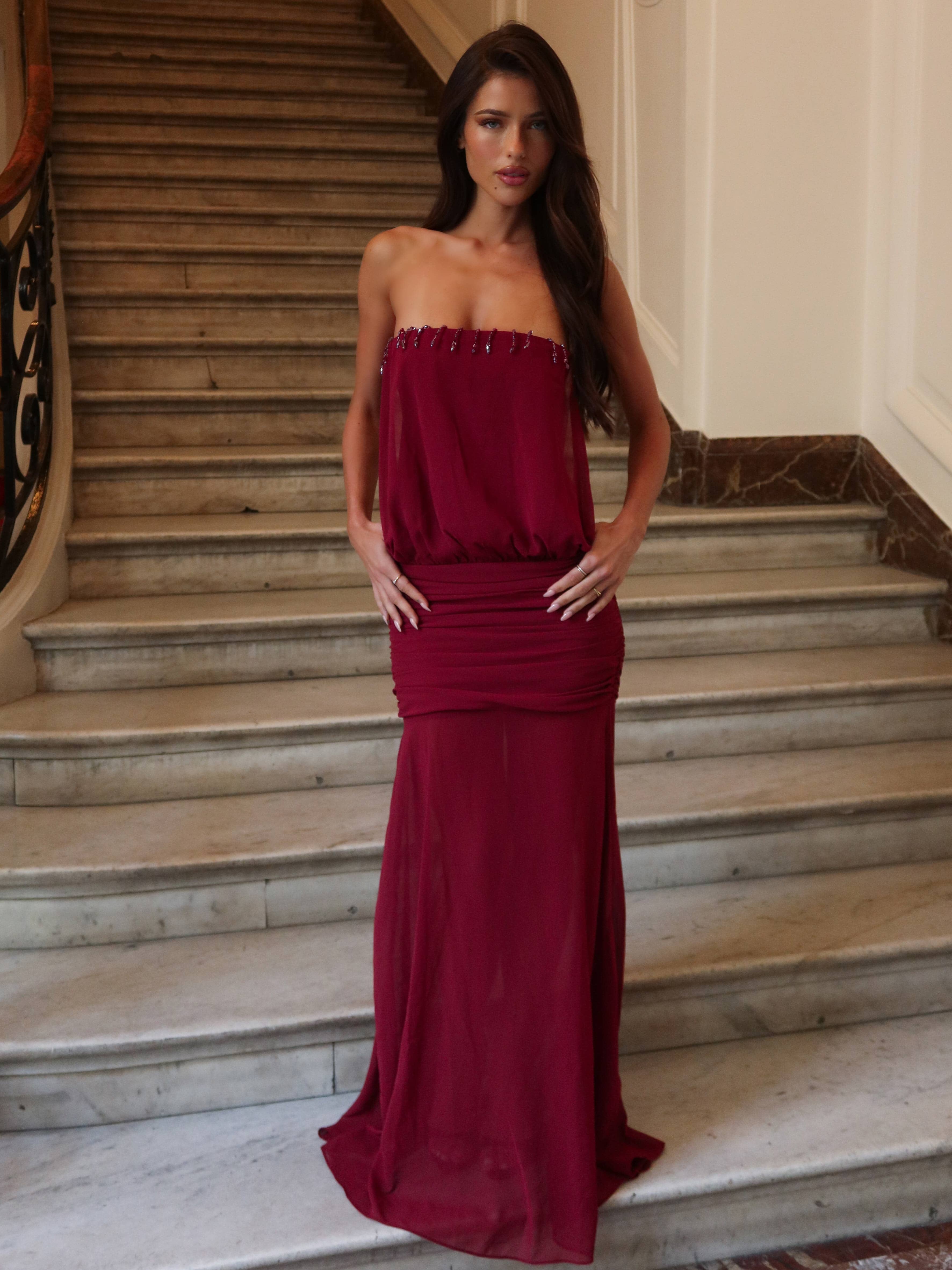 LUMEN MAXI DRESS BURGUNDY - Image 2