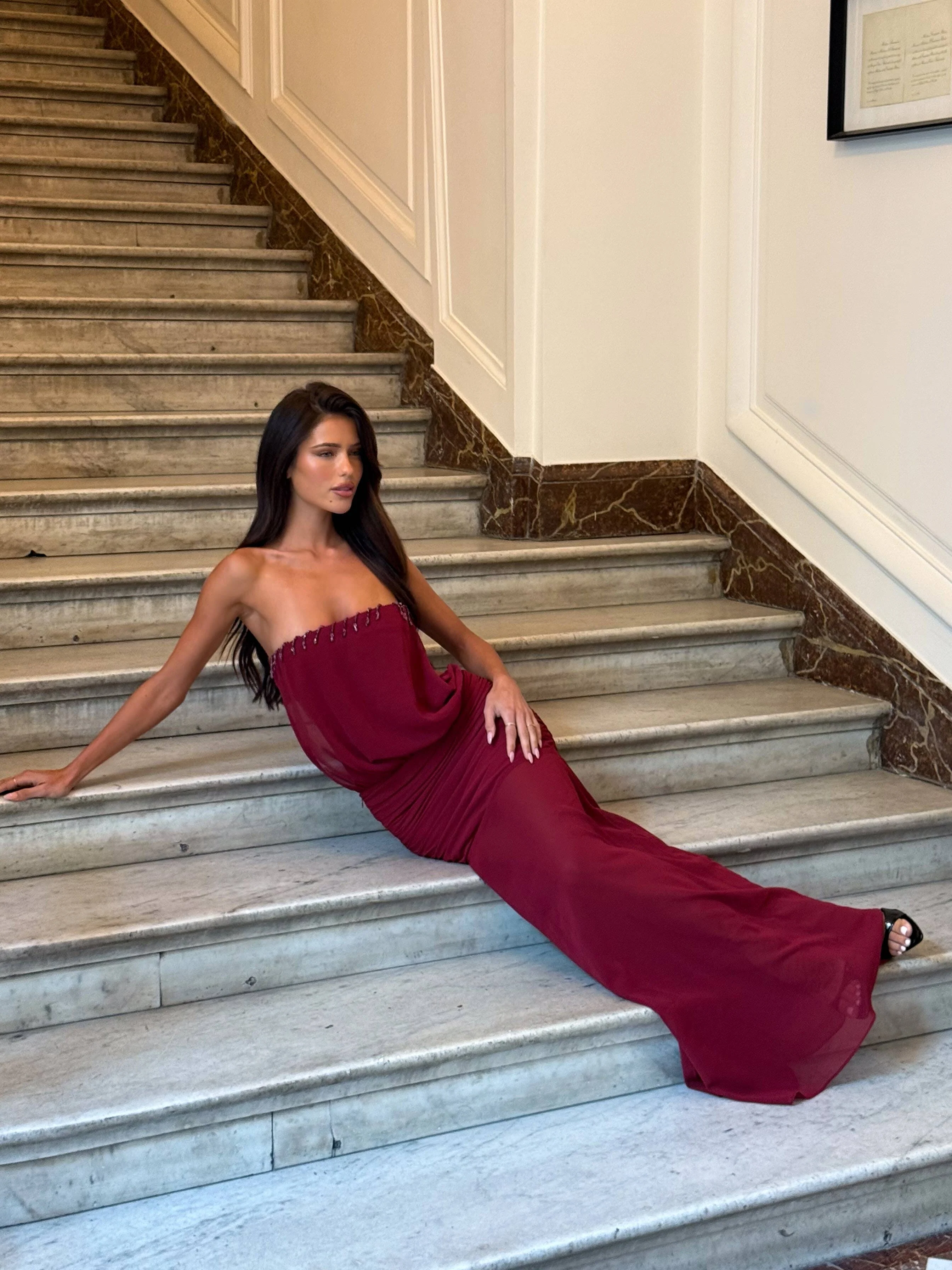 LUMEN MAXI DRESS BURGUNDY - Image 5