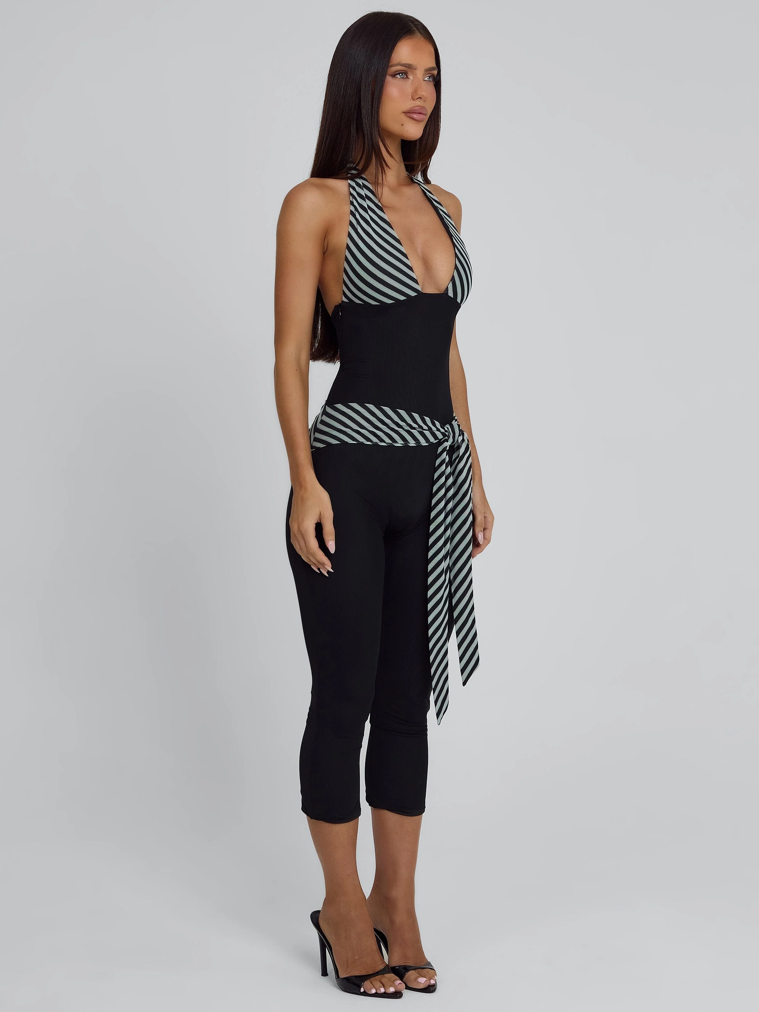 MALANI CAPRI JUMPSUIT BLACK STRIPE - Image 4