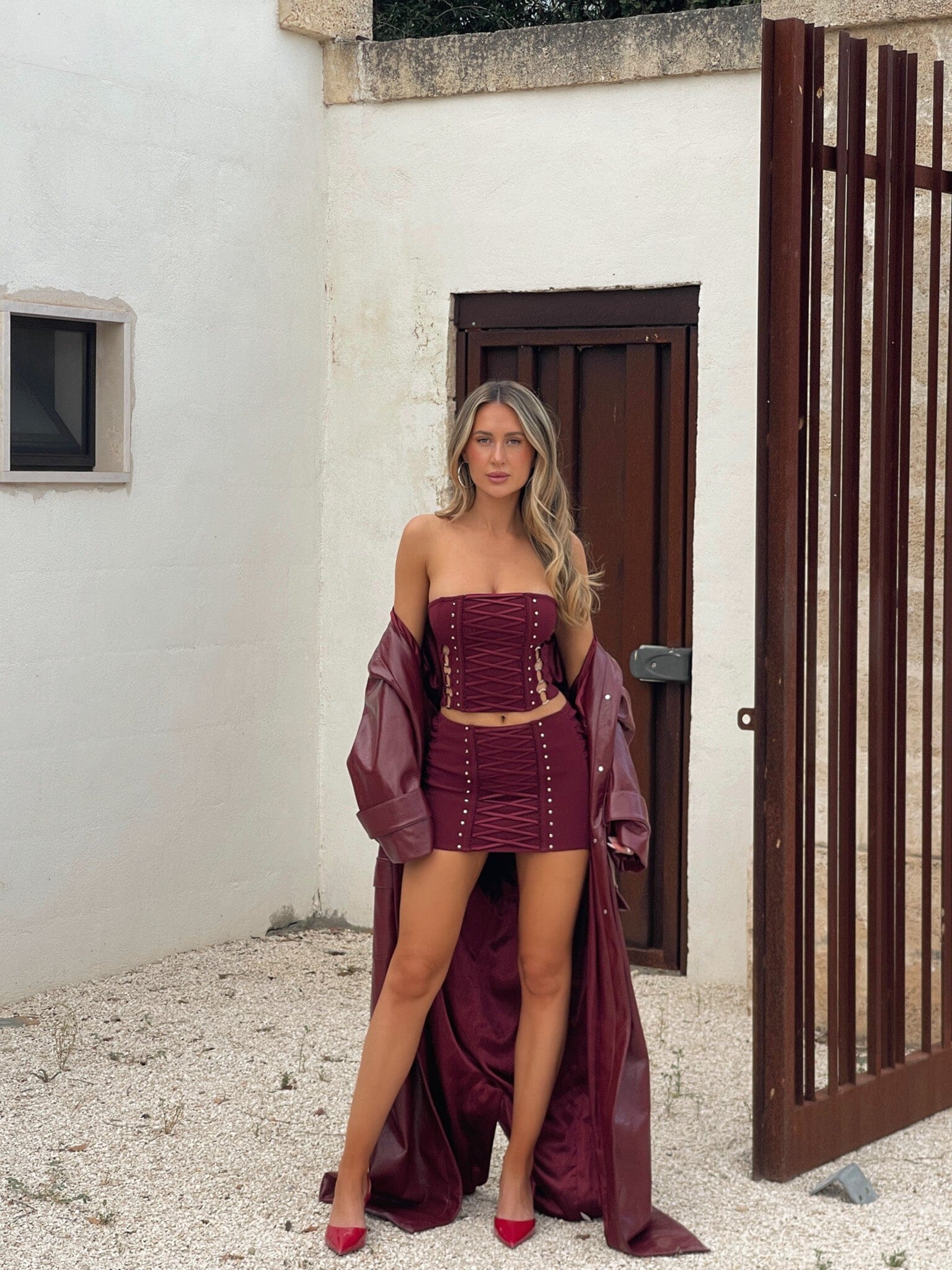 MARTINE MINI SKIRT BURGUNDY - Image 5