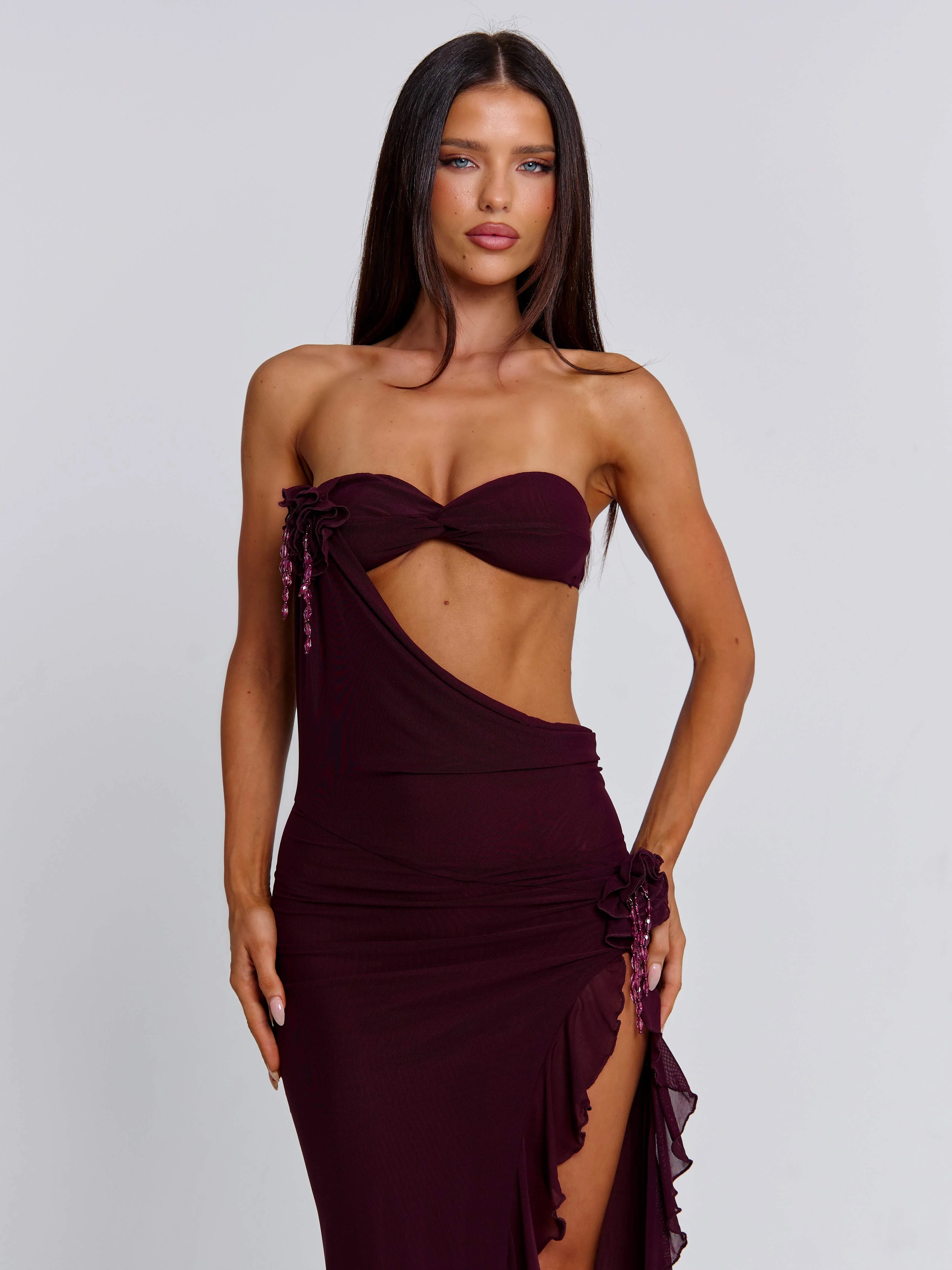 MILAN MAXI DRESS DEEP MAUVE - Image 3