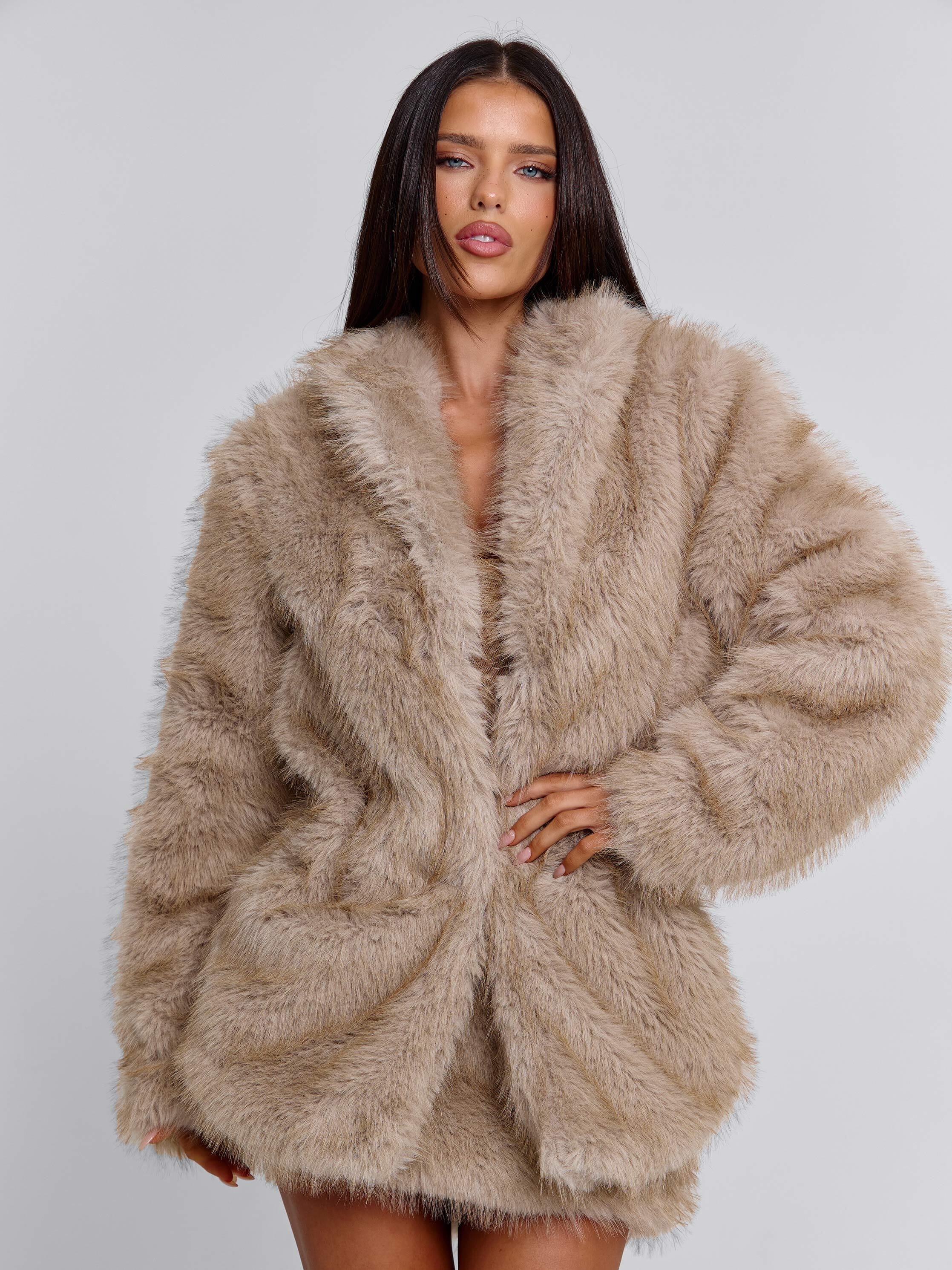NAHLA LONG JACKET TAN - Image 3