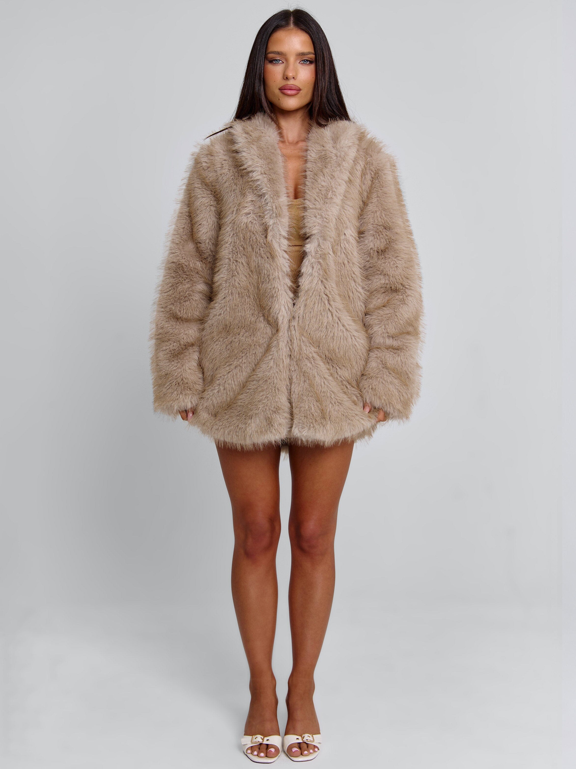 NAHLA LONG JACKET TAN - Image 4