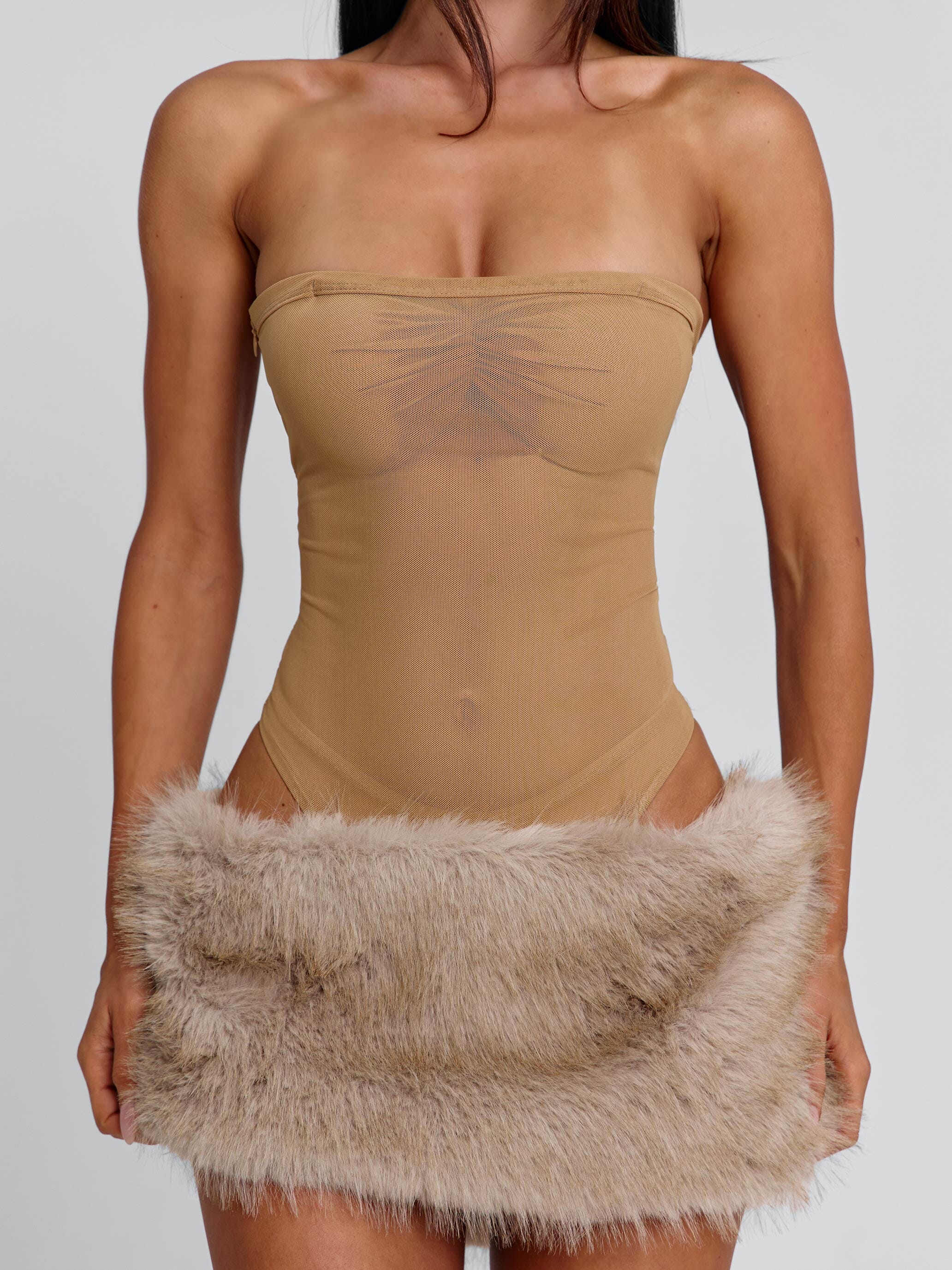 NAHLA MINI SKIRT TAN - Image 5