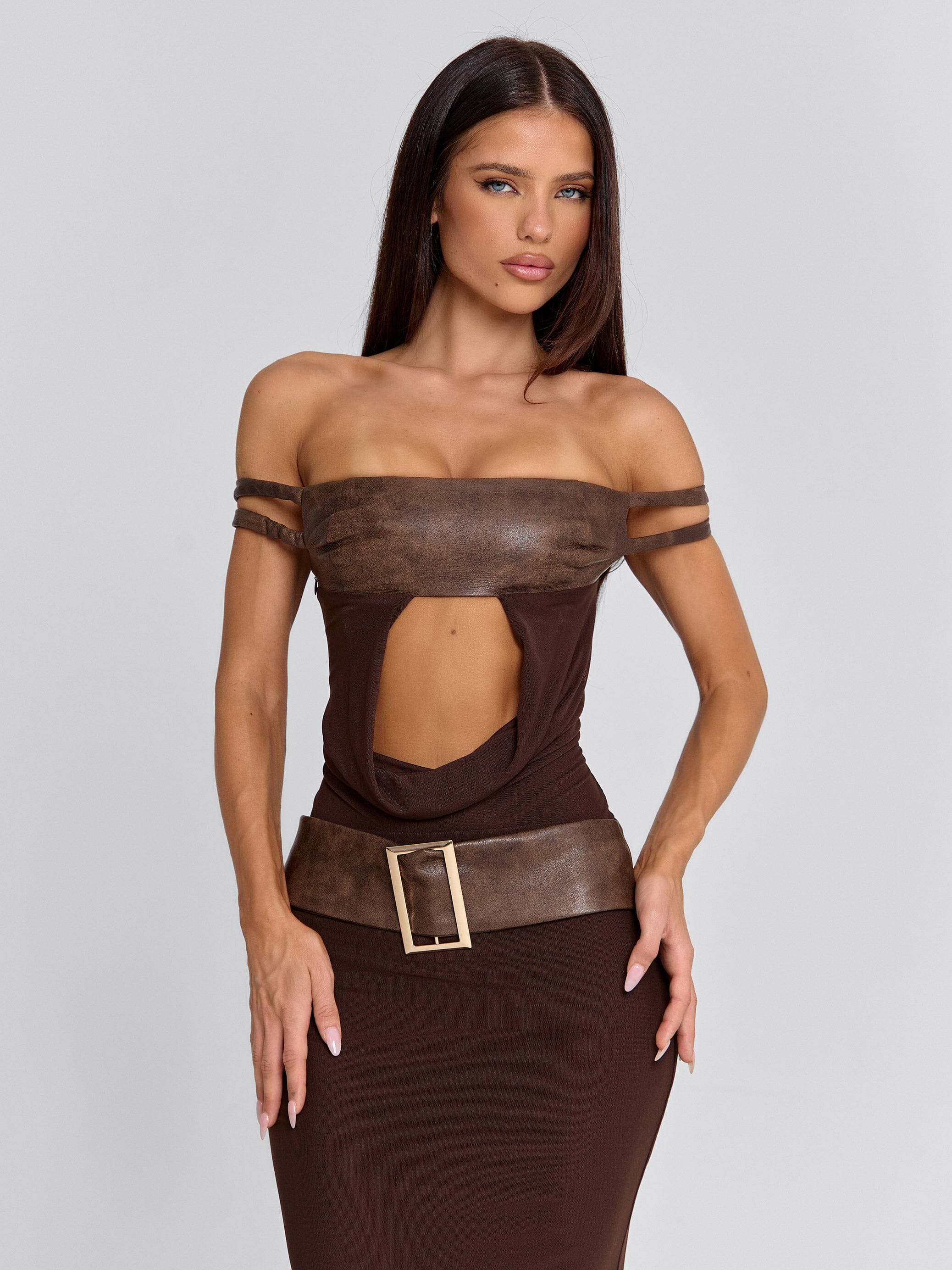 ROZIA MAXI DRESS BROWN - Image 3