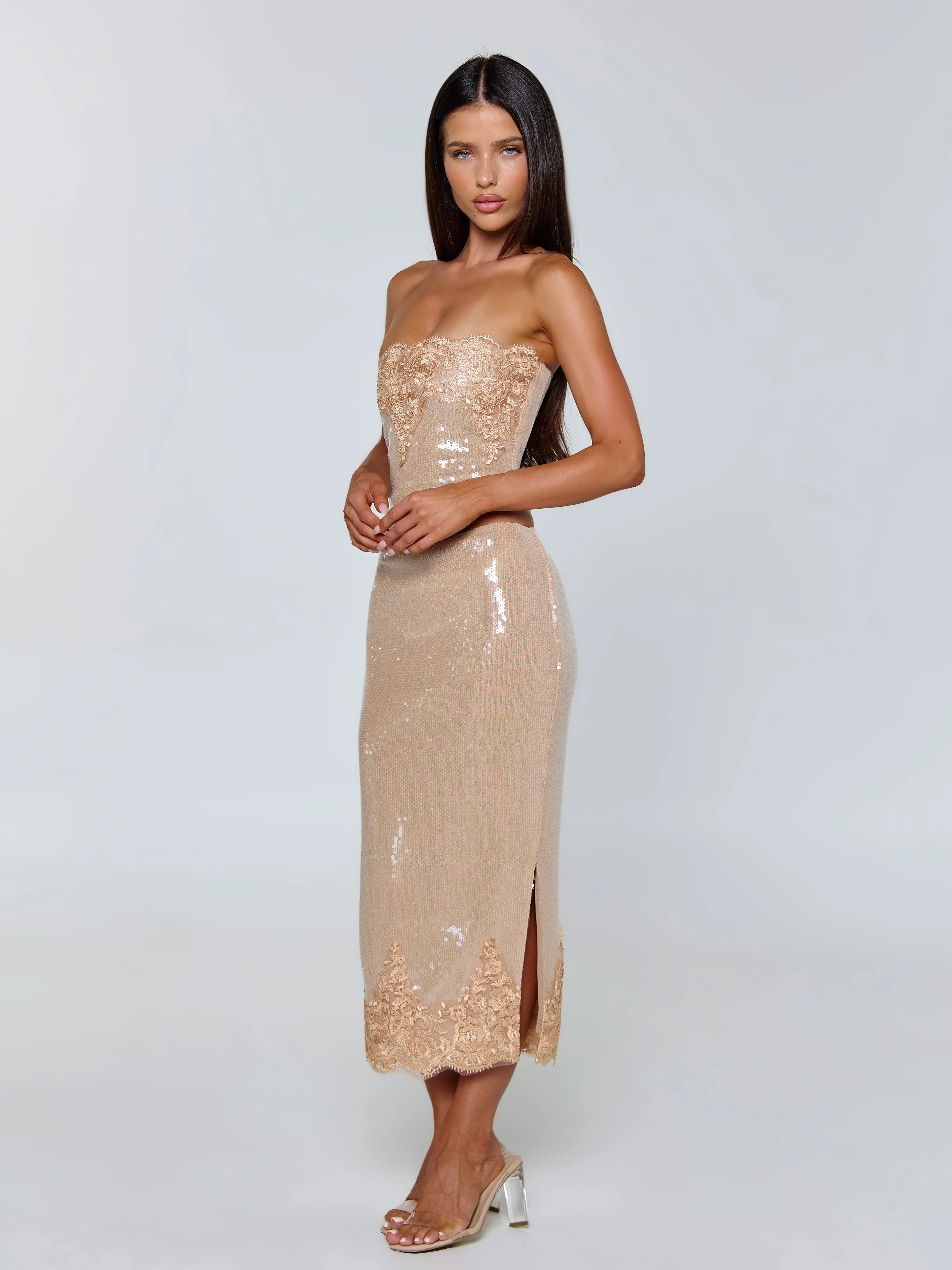 SAELA MIDI SKIRT BEIGE - Image 2