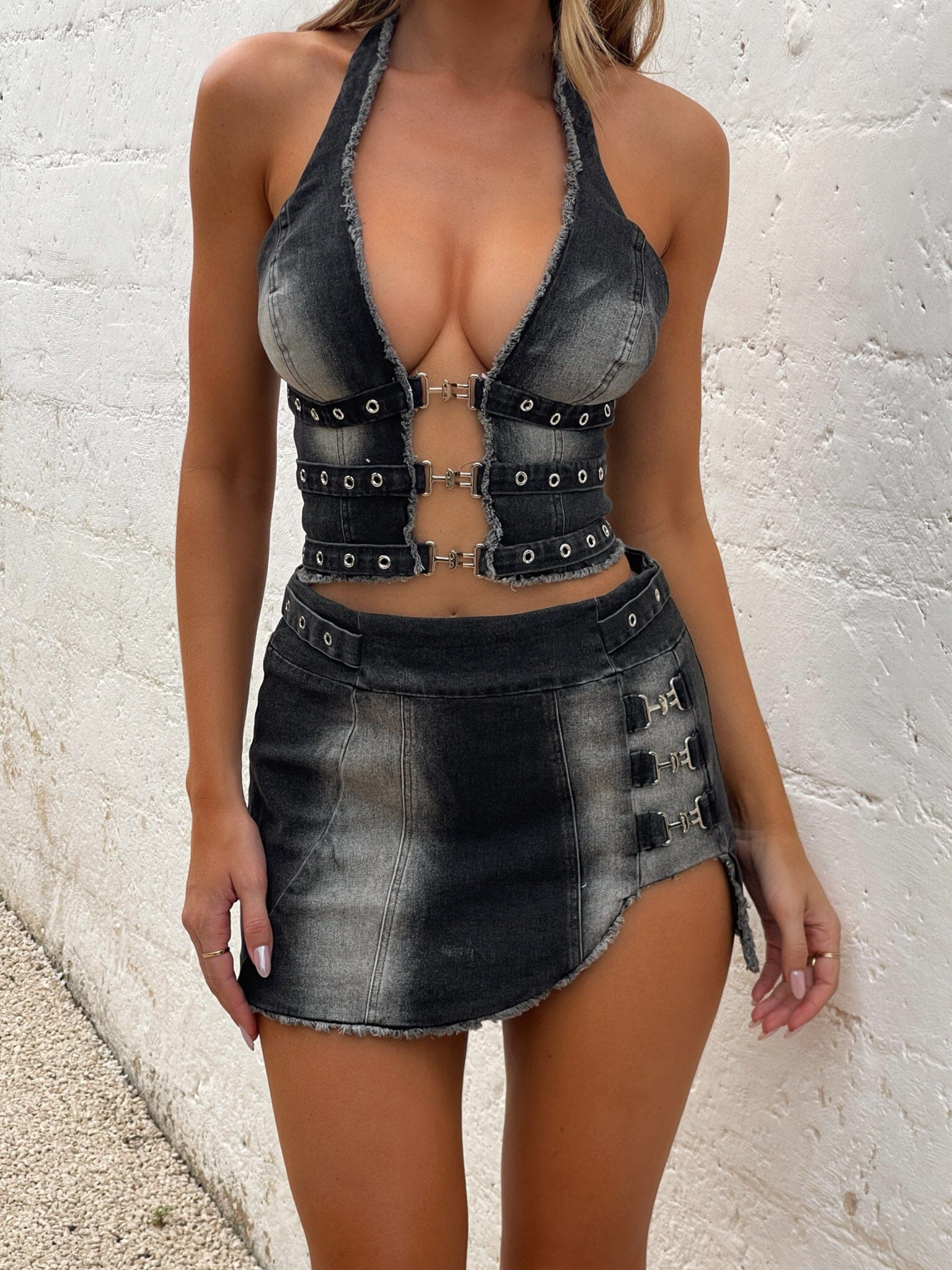 SAMANTHA MINI SKIRT DARK WASH DENIM - Image 2