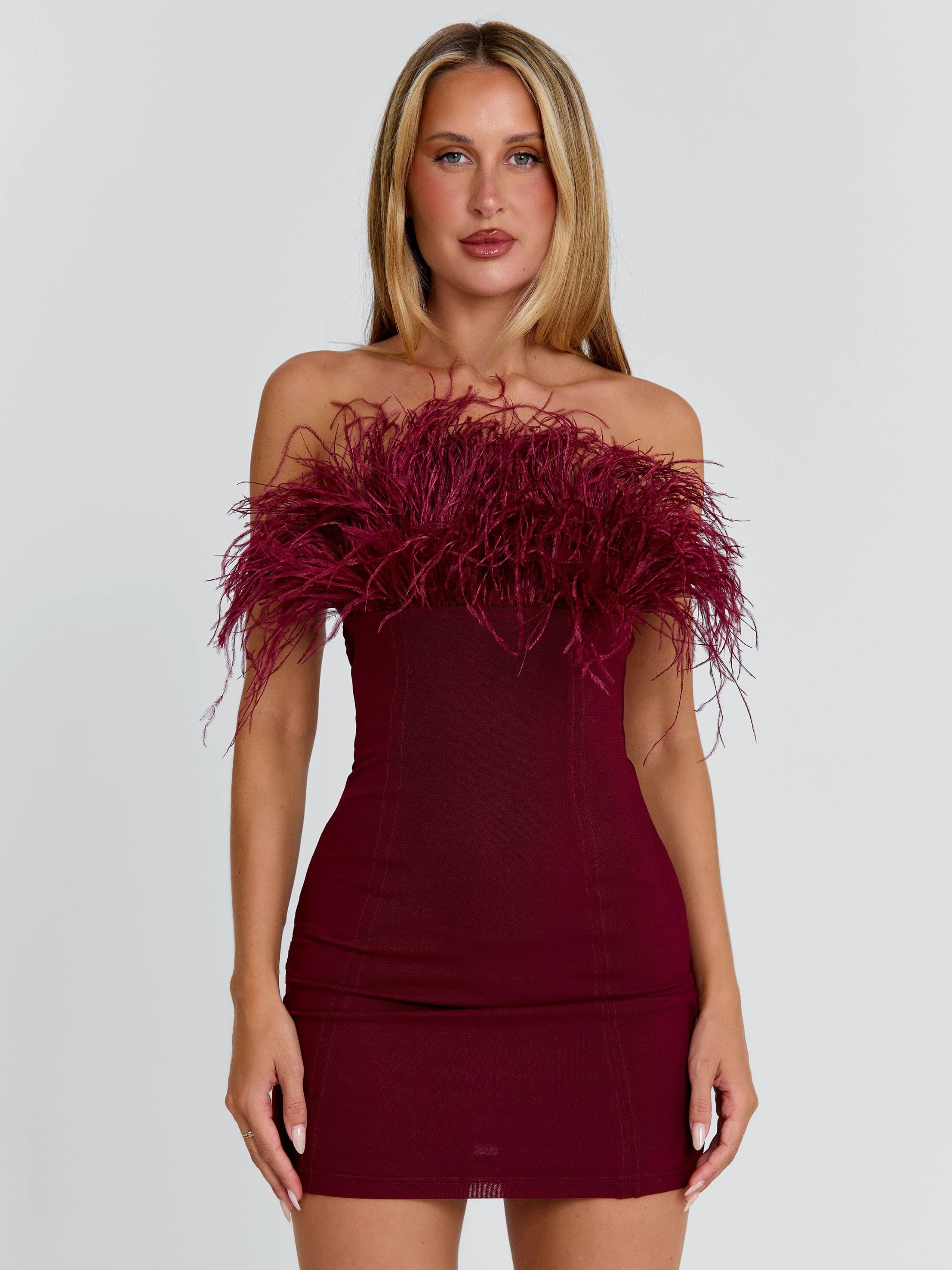 SHONA MINI DRESS BURGUNDY - Image 4