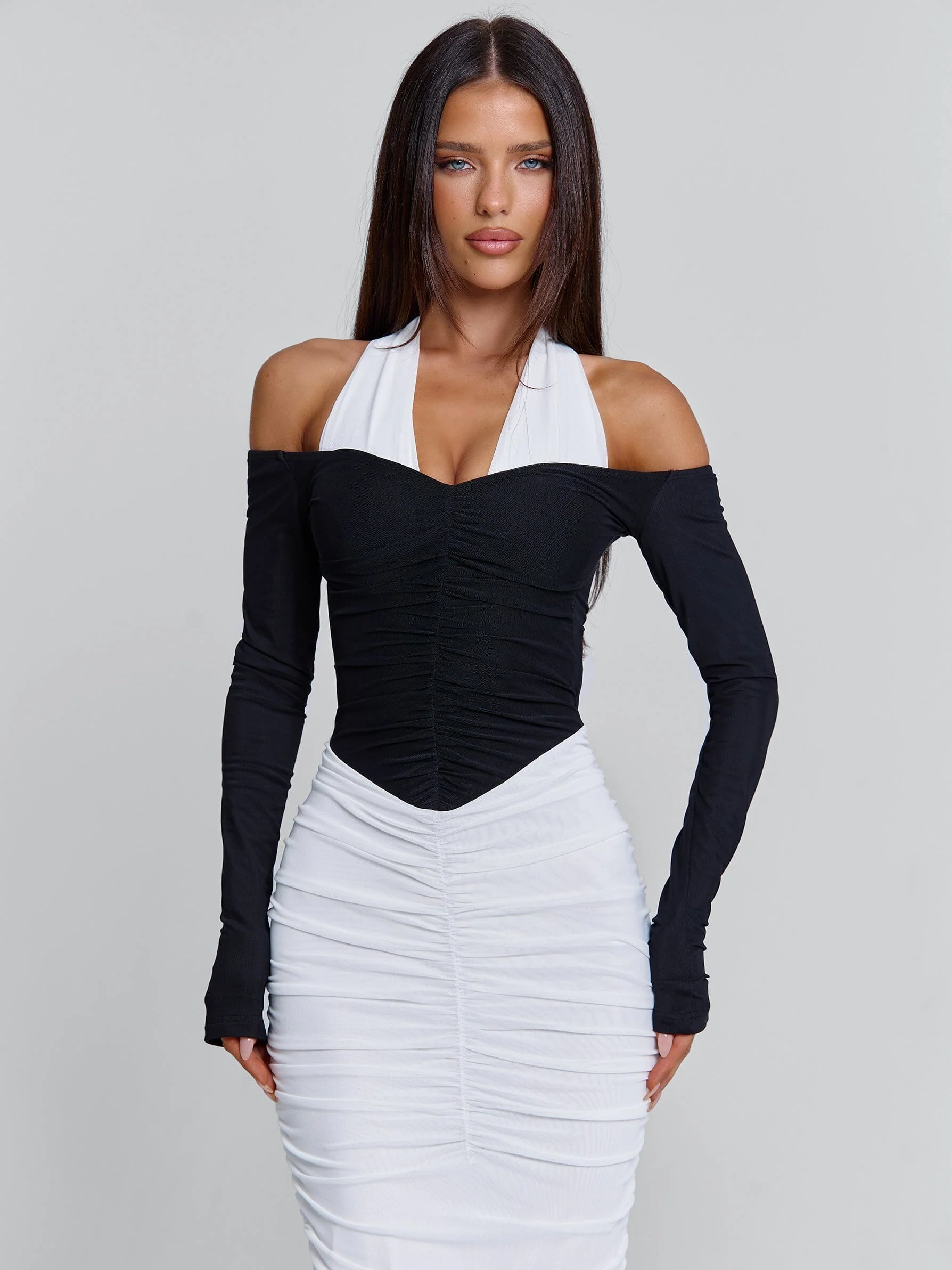 TAHITI MAXI DRESS WHITE/BLACK - Image 5