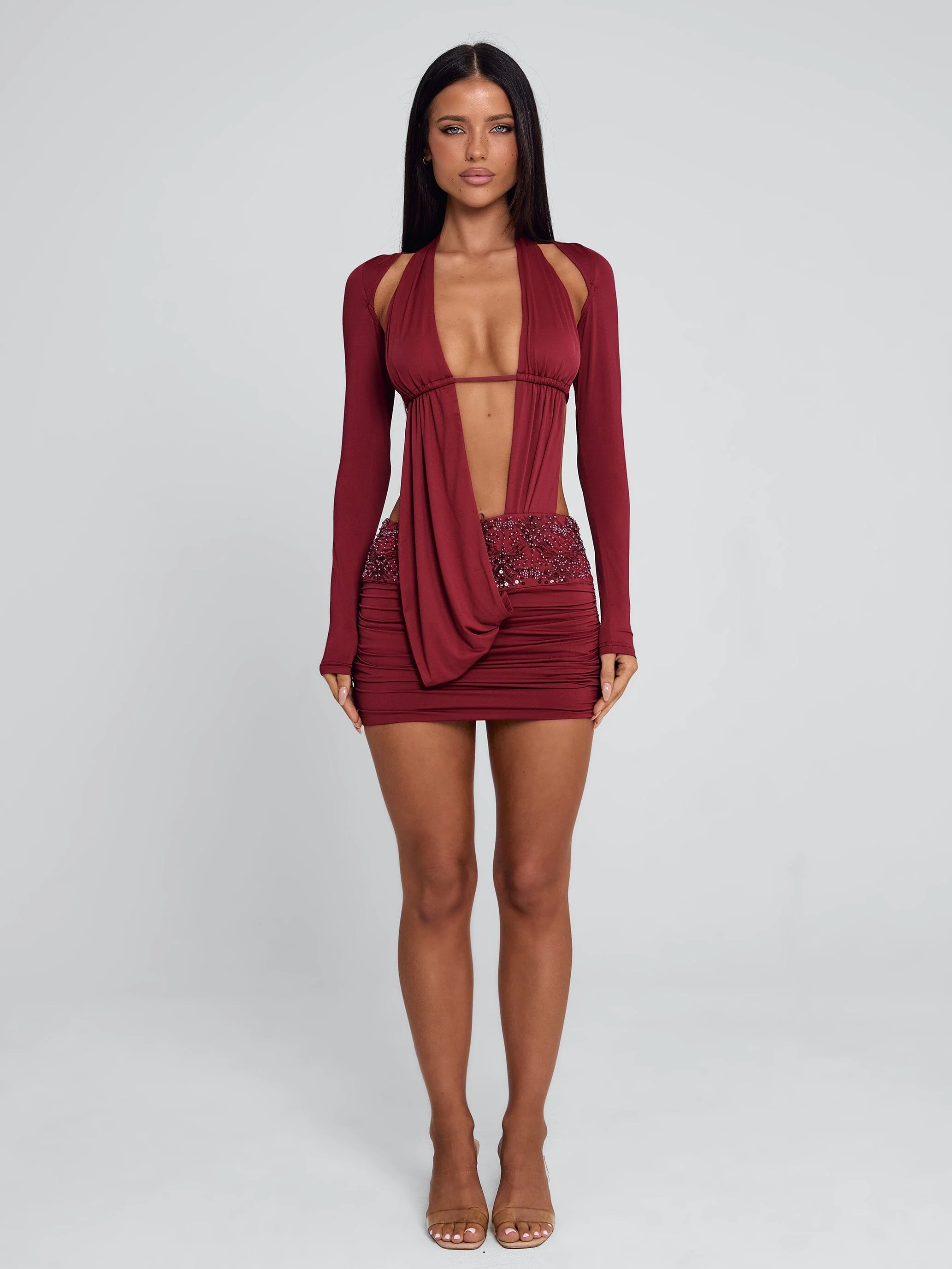 VENARI MINI DRESS BURGUNDY - Image 5