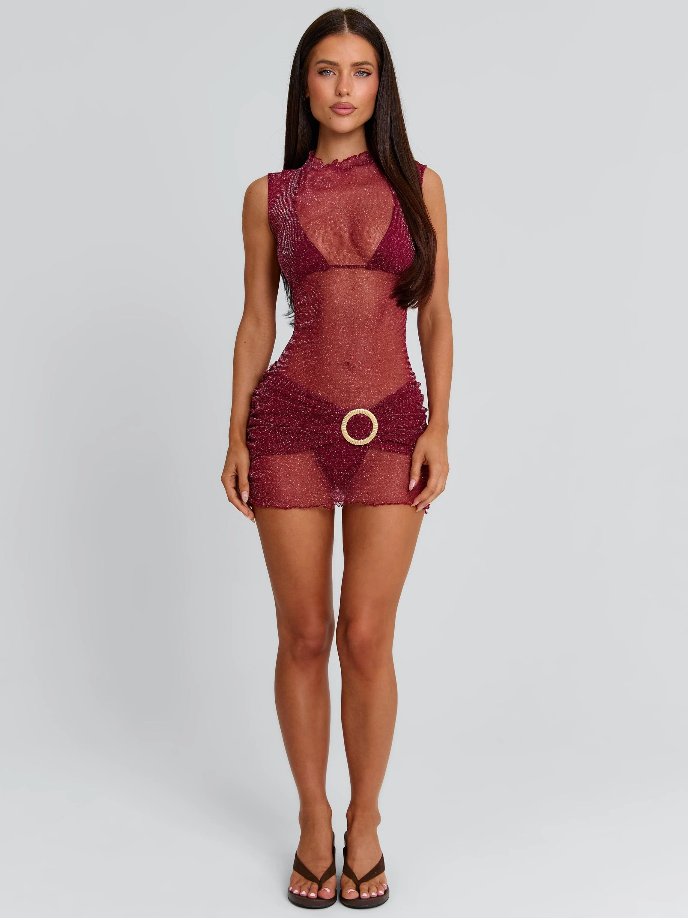 ZIANE MINI DRESS BURGUNDY - Image 2